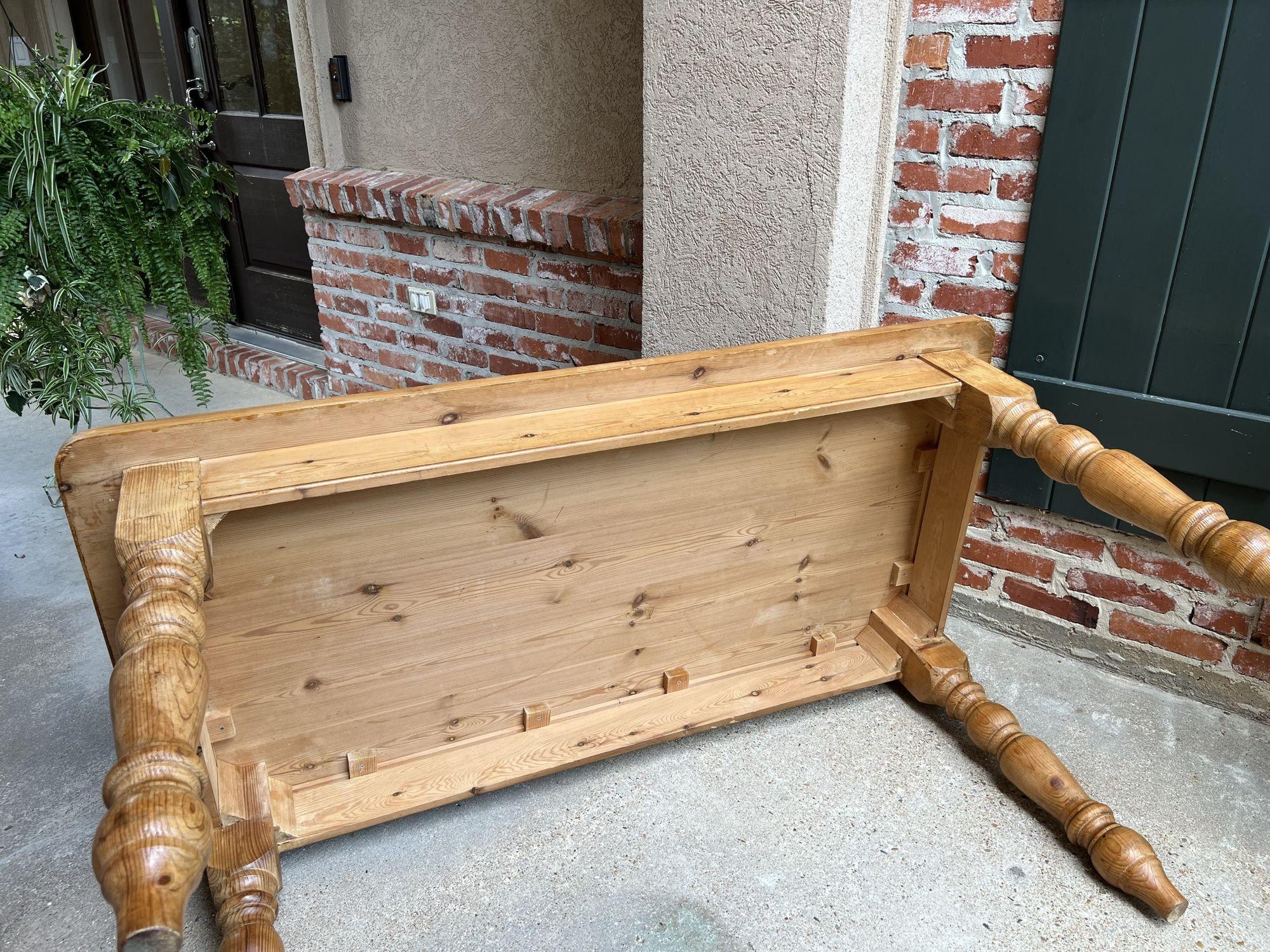 British Antique English Pine Farm Table Kitchen Island Sofa Table Farmhouse Country