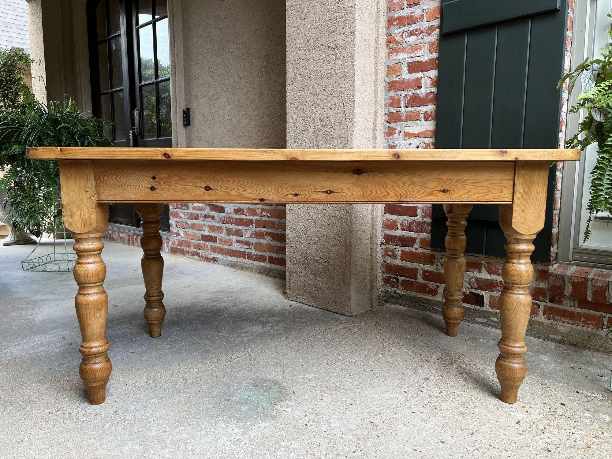Antique English Pine Farm Table Kitchen Island Sofa Table Farmhouse Country In Good Condition In Shreveport, LA