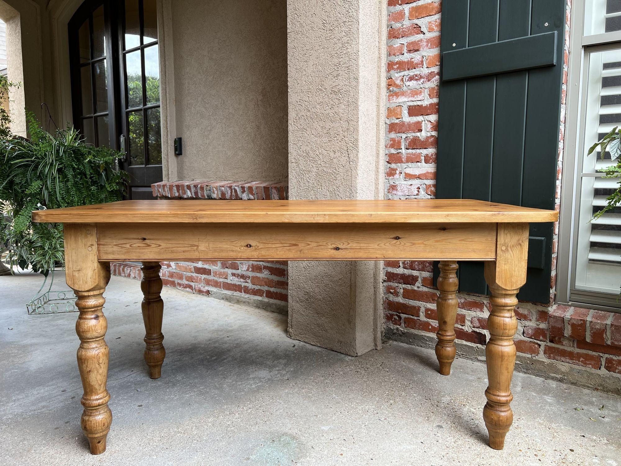 Antique English Pine Farm Table Kitchen Island Sofa Table Farmhouse Country 1