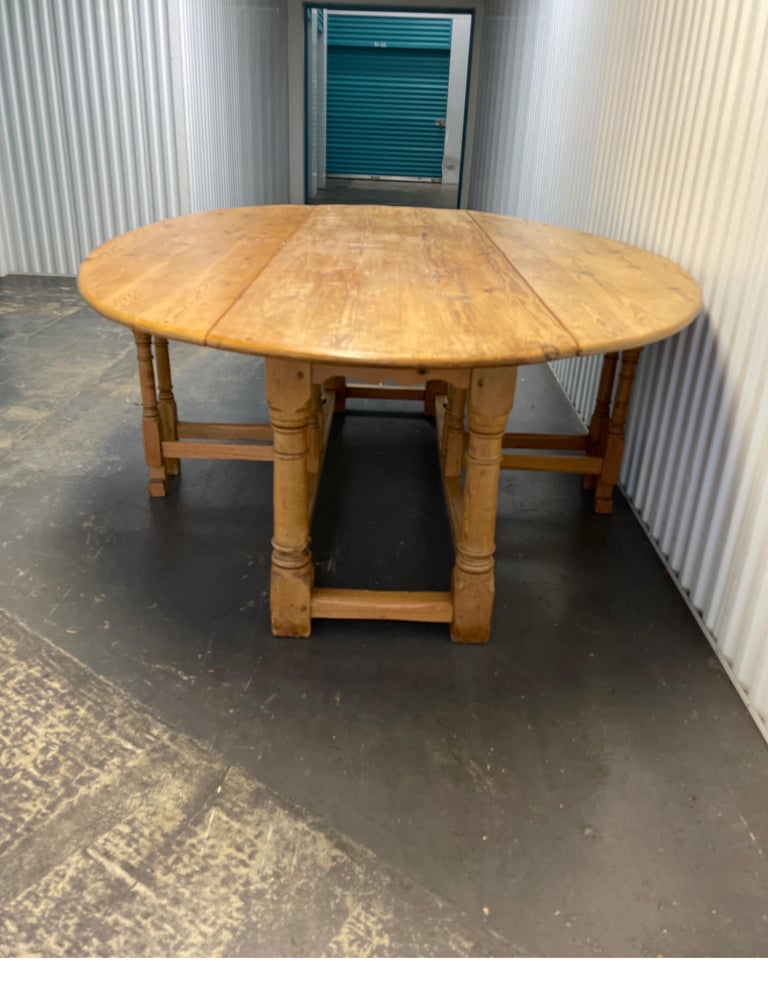Antique English Pine Gateleg Dropleaf Dining Table / Console For Sale