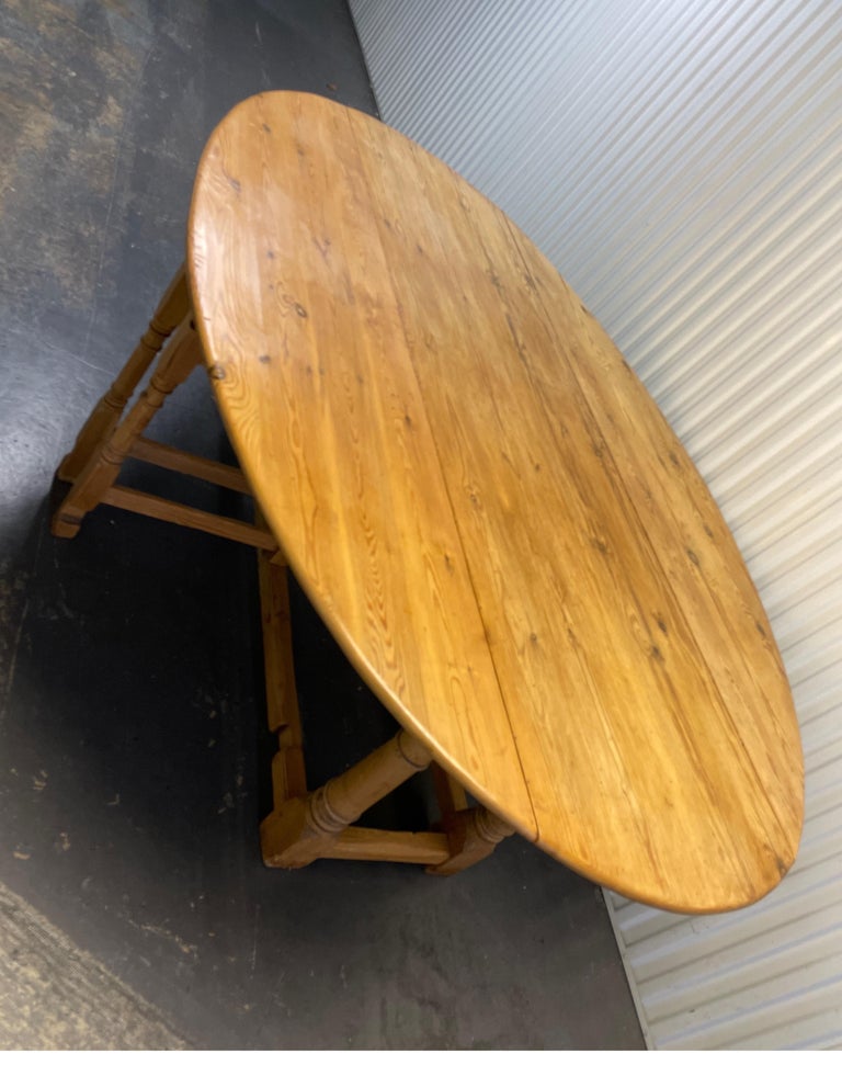 Antique English Pine Gateleg Dropleaf Dining Table / Console For Sale
