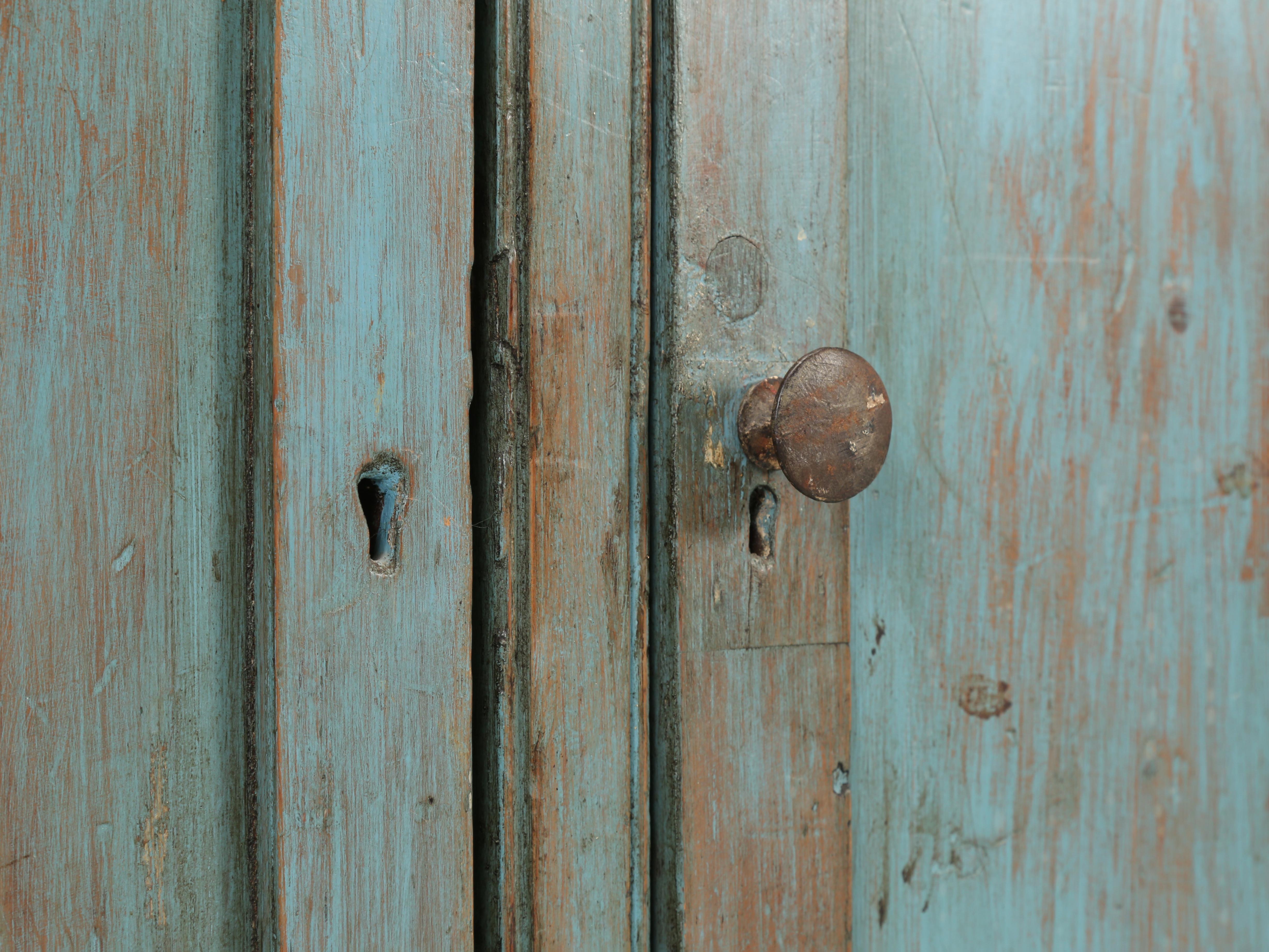 Antique English Pine Painted 2-Door Cupboard from Ireland Unrestored Condition 6