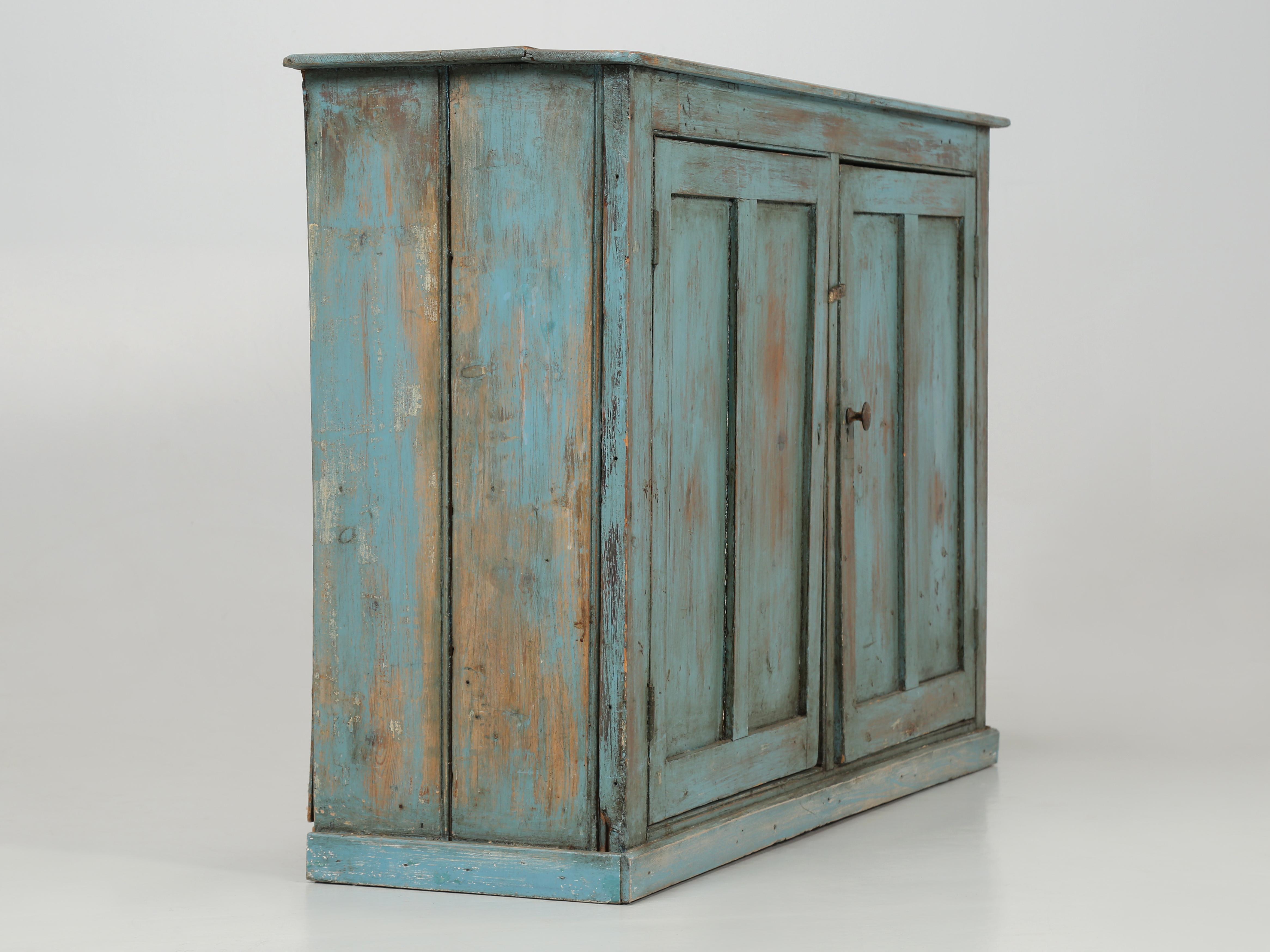 Antique English Pine Painted 2-Door Cupboard from Ireland Unrestored Condition 1