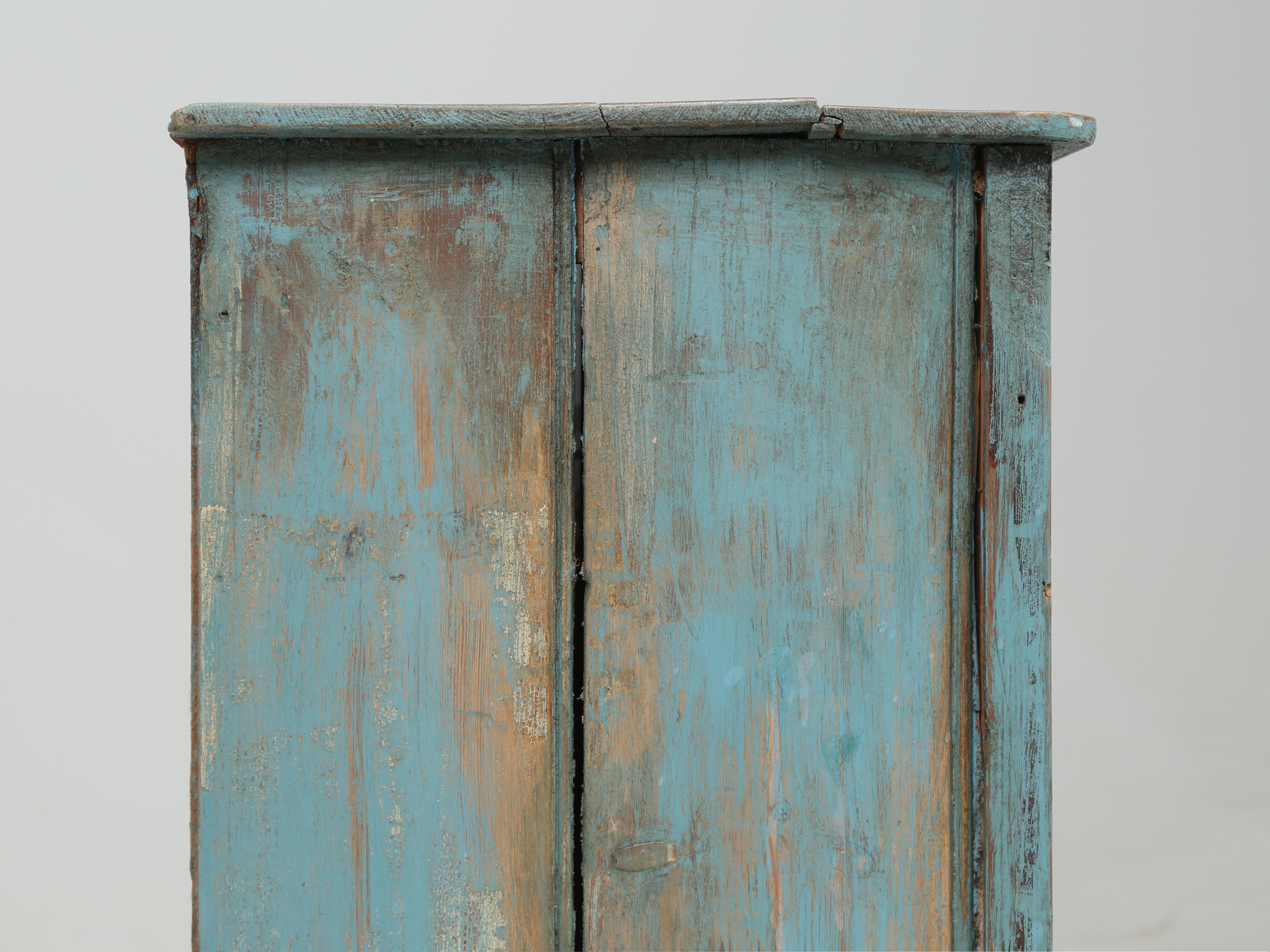 Antique English Pine Painted 2-Door Cupboard from Ireland Unrestored Condition 2