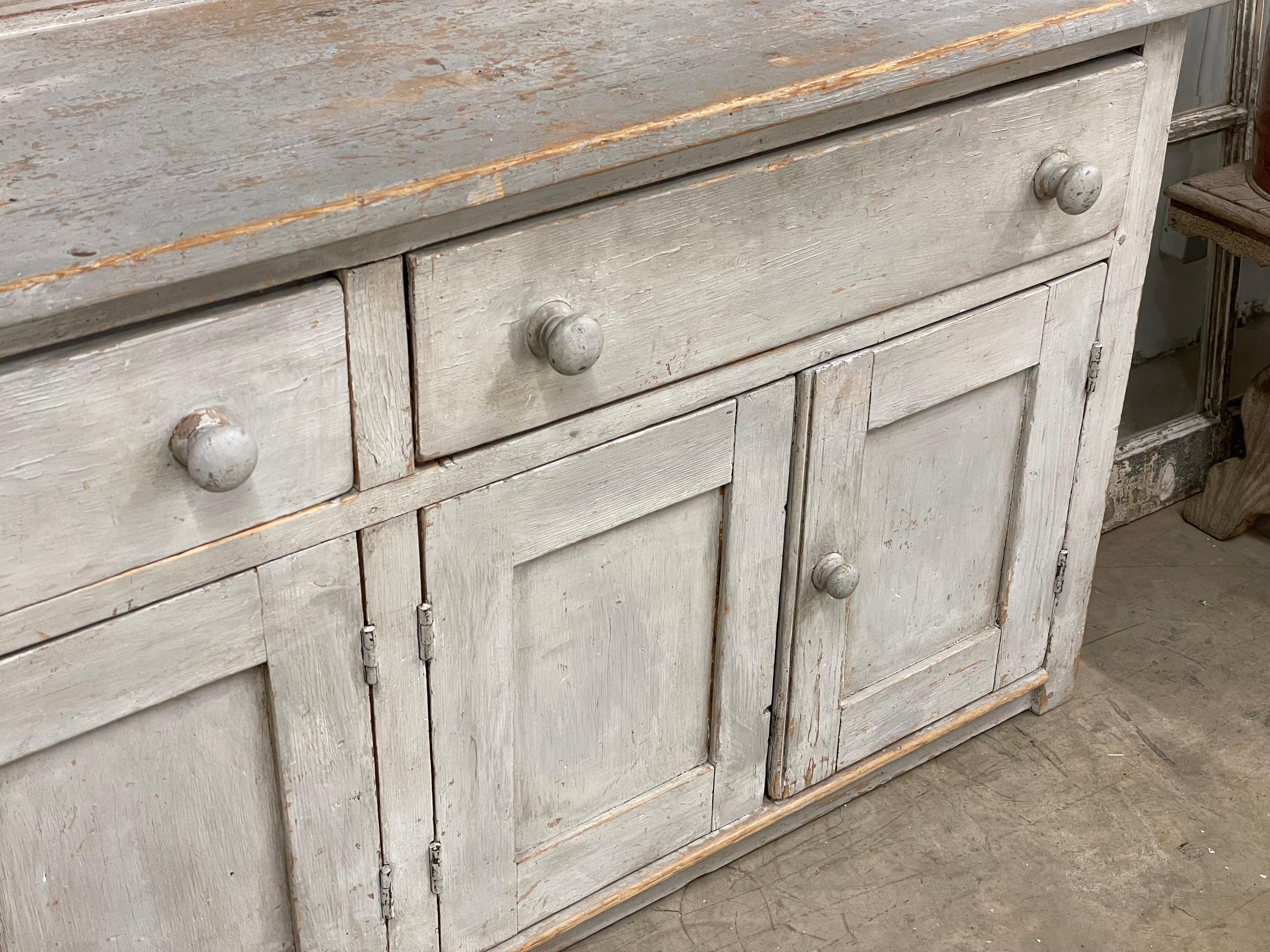 British Antique English Pine Potboard Dresser For Sale