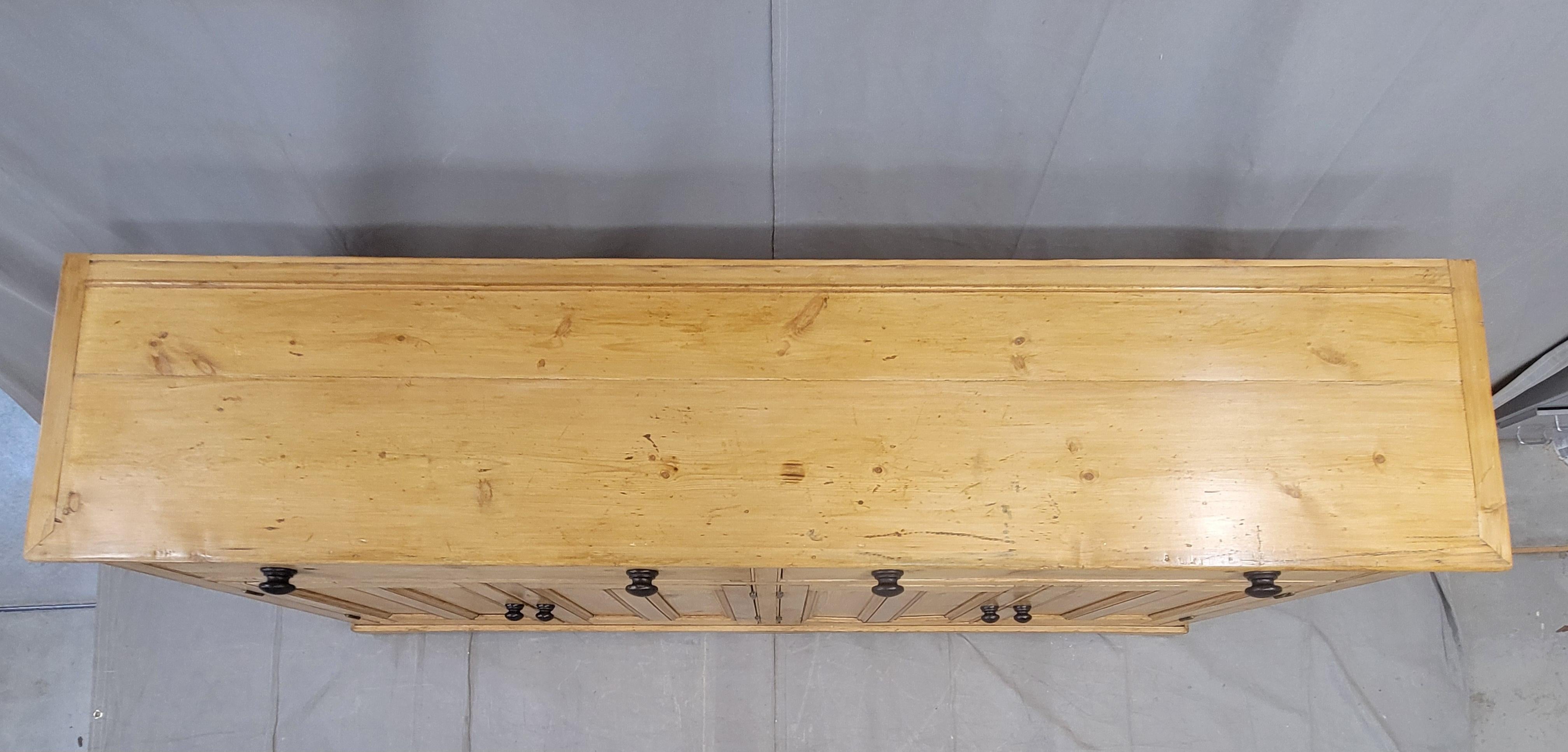 Antique English Pine Sideboard With Ebonized Knobs 1