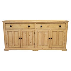Antique English Pine Sideboard With Ebonized Knobs
