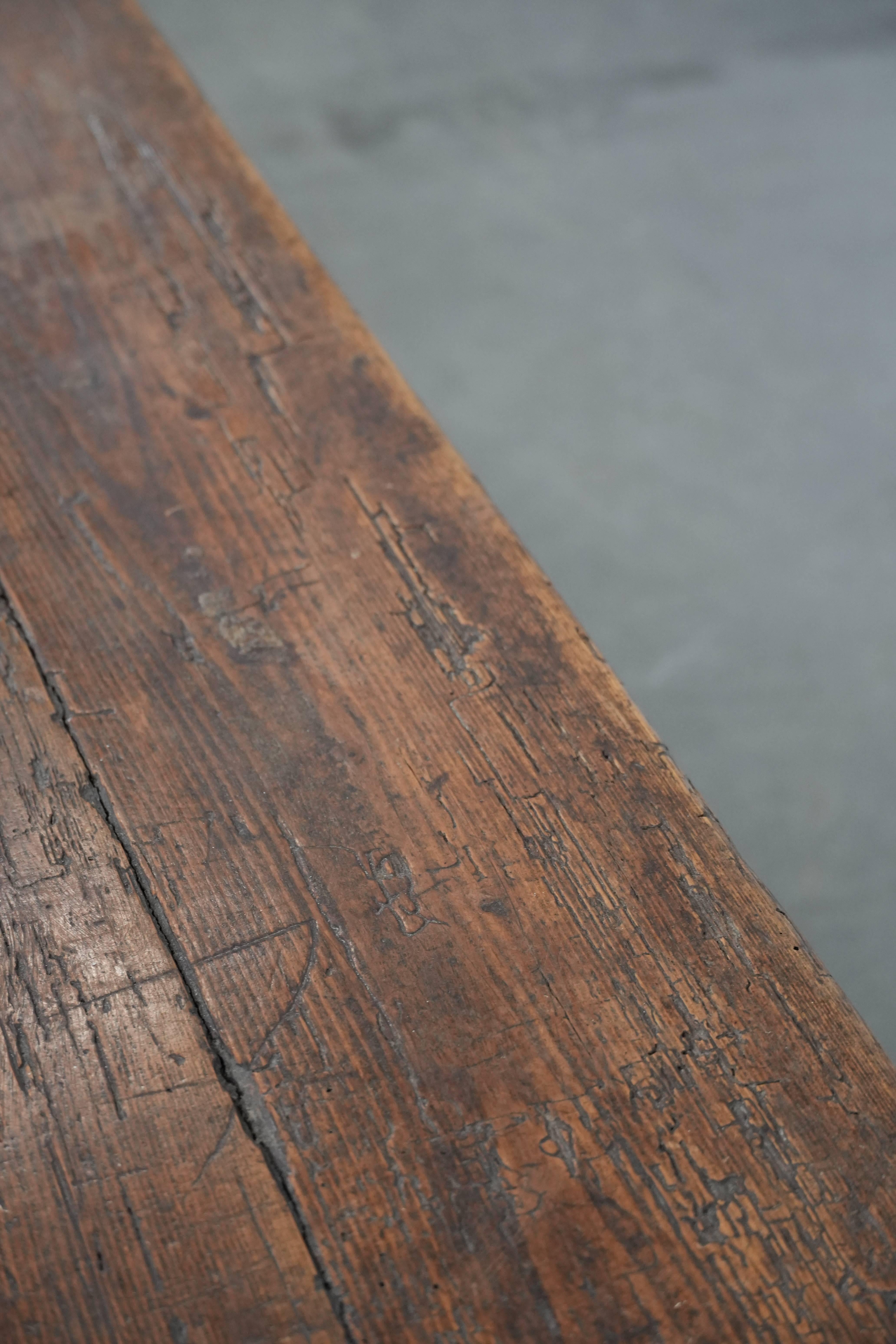 Antique English pinewood hallway bench / bench for the dining table en venta 4