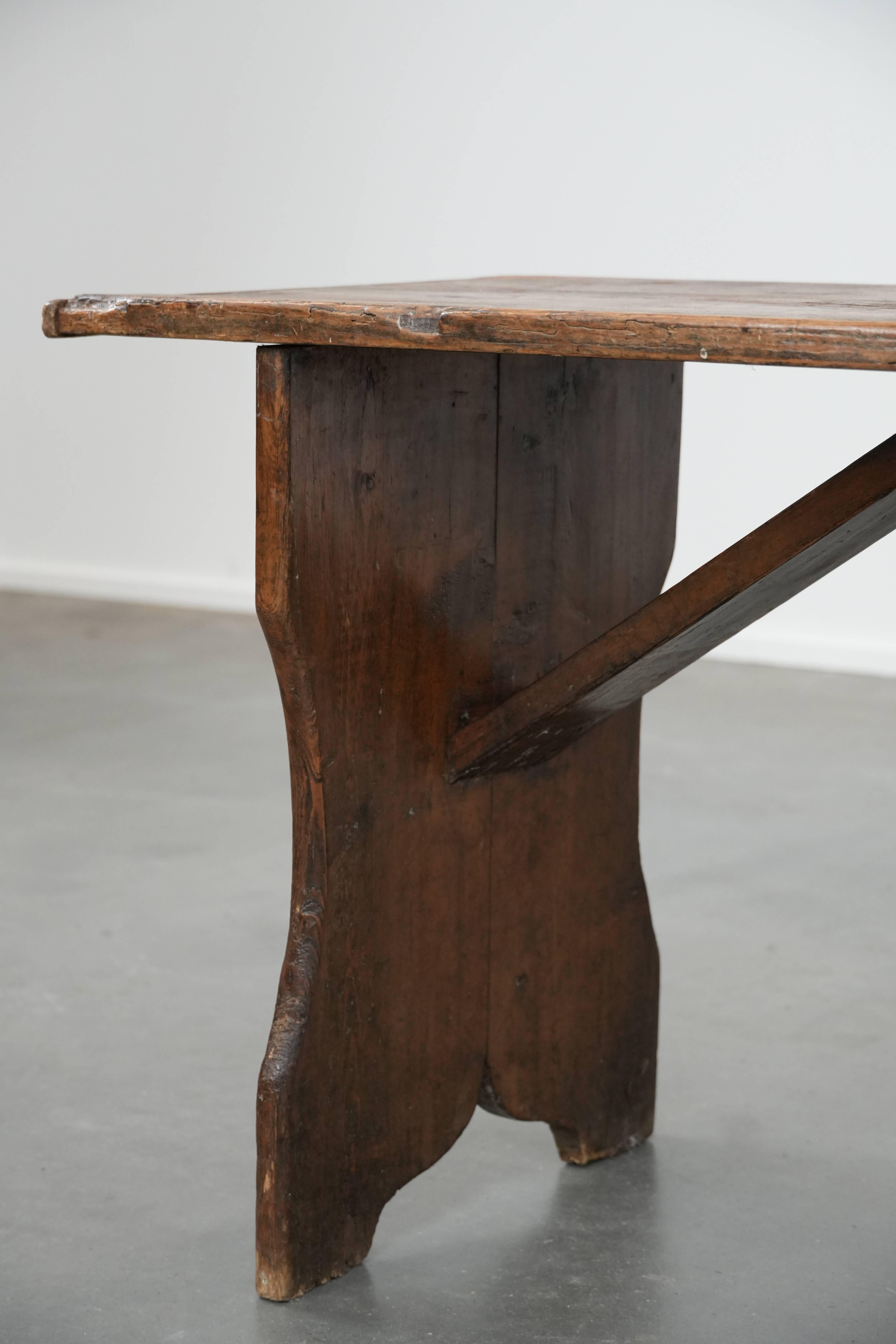 Antique English pinewood hallway bench / bench for the dining table en venta 2