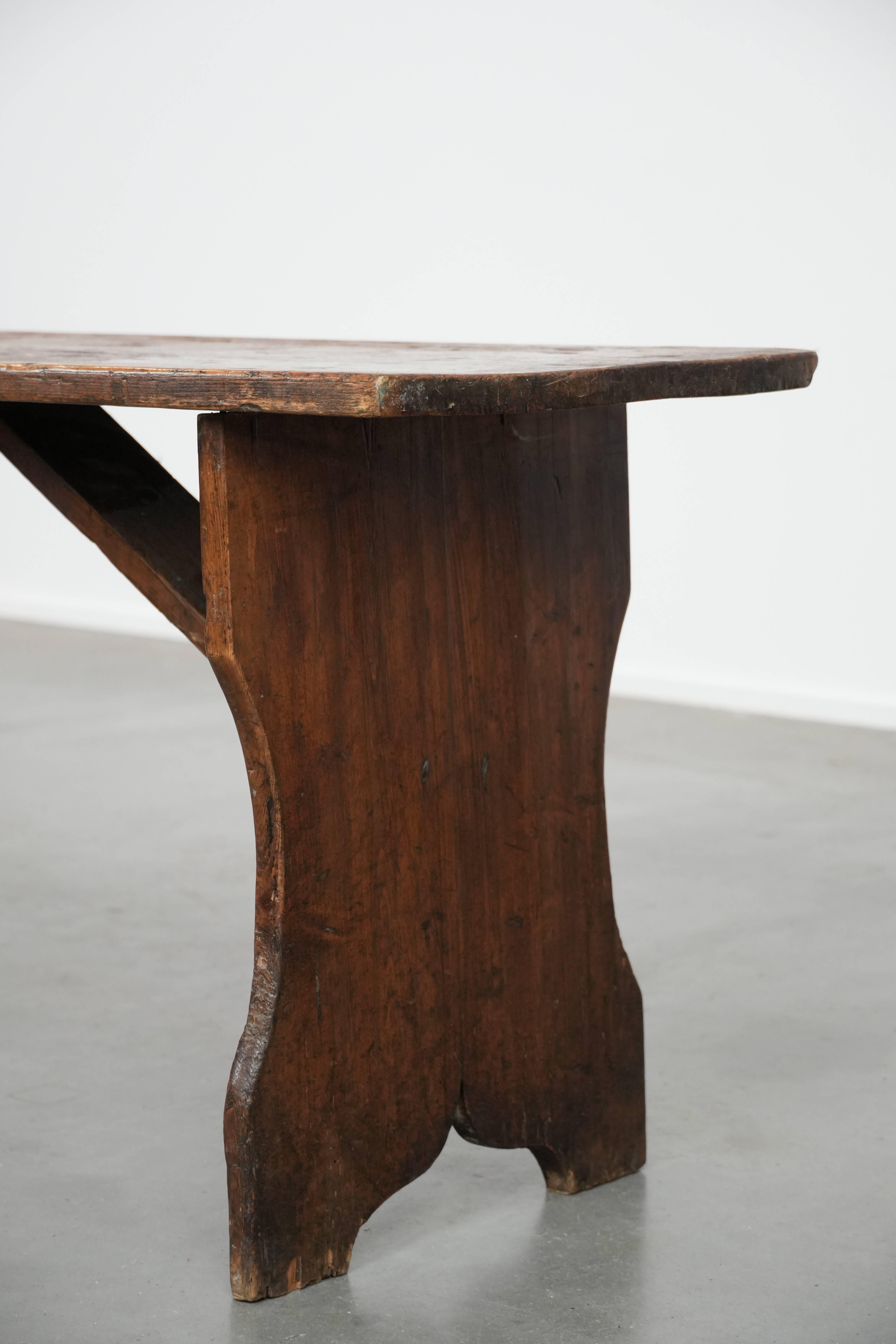 Antique English pinewood hallway bench / bench for the dining table en venta 3