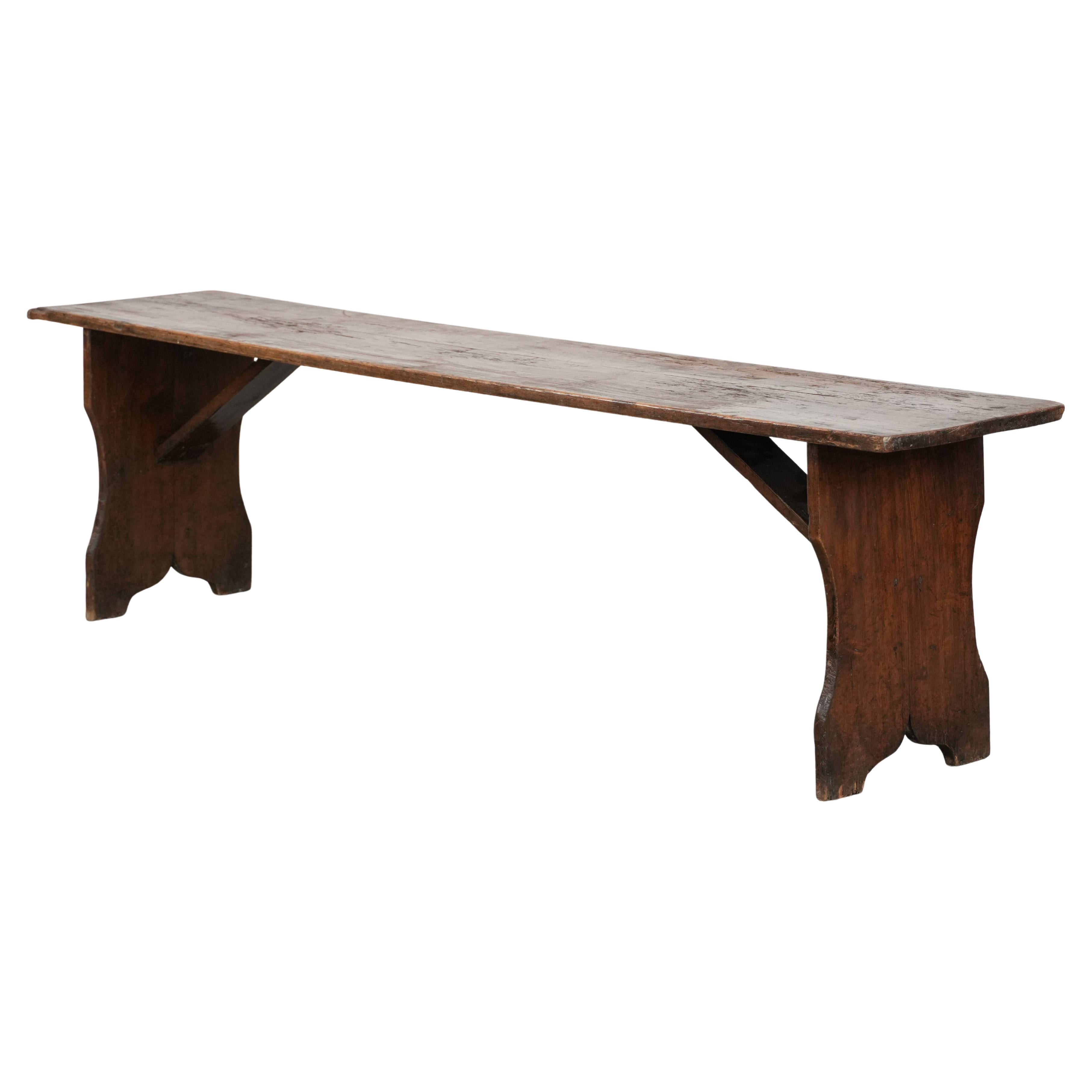 Antique English pinewood hallway bench / bench for the dining table