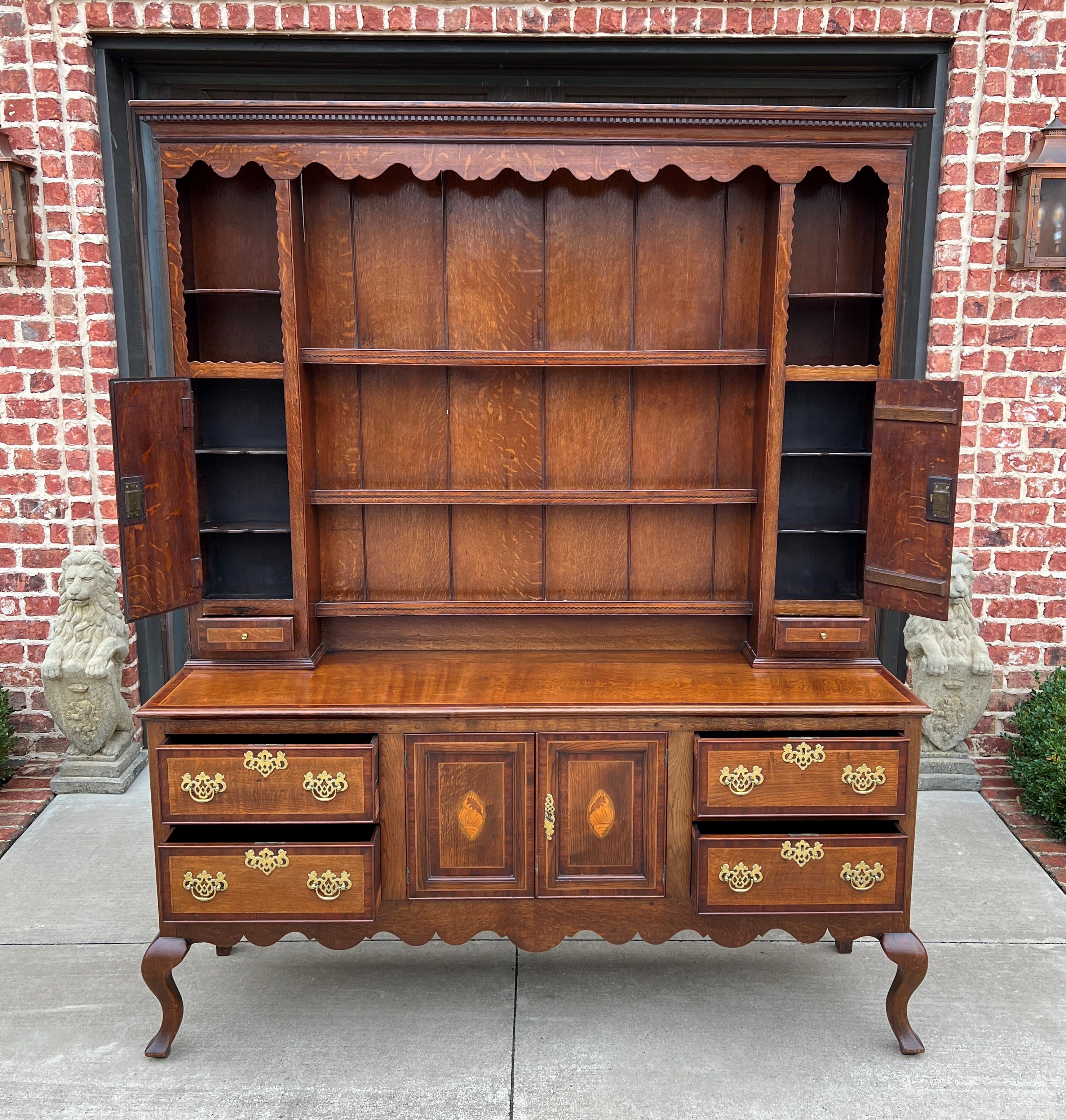 Antique English Plate Dresser Sideboard Server Georgian Era Oak and Mahogany For Sale 8