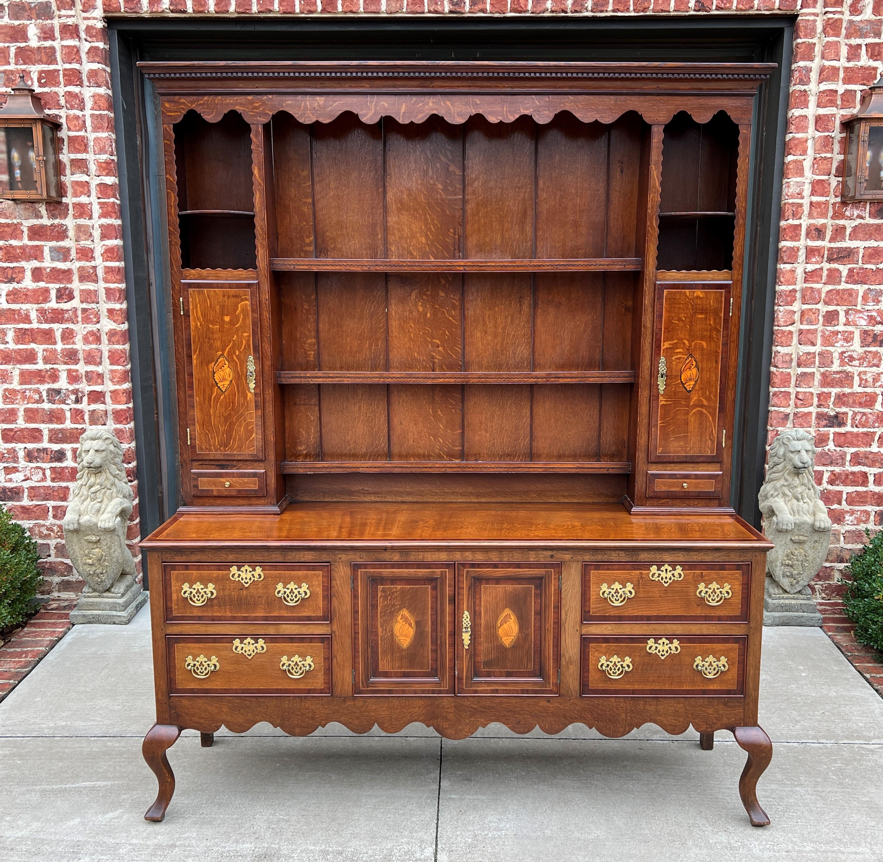 Antique English Plate Dresser Sideboard Server Georgian Era Oak and Mahogany For Sale 1