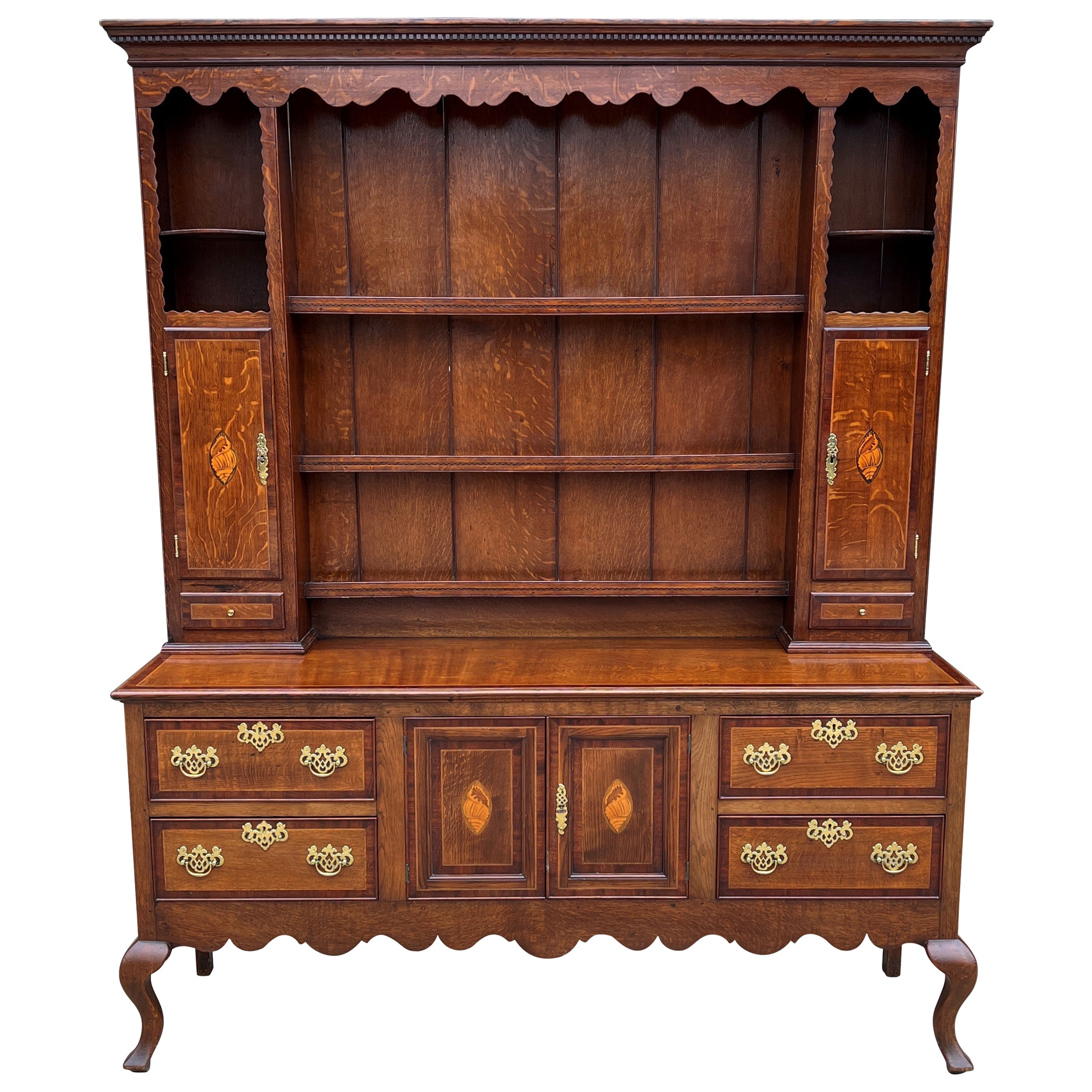 Antique English Plate Dresser Sideboard Server Georgian Era Oak and Mahogany