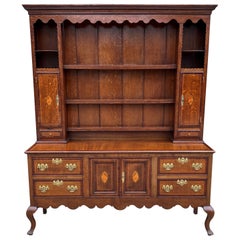 Antique English Plate Dresser Sideboard Server Georgian Era Oak and Mahogany