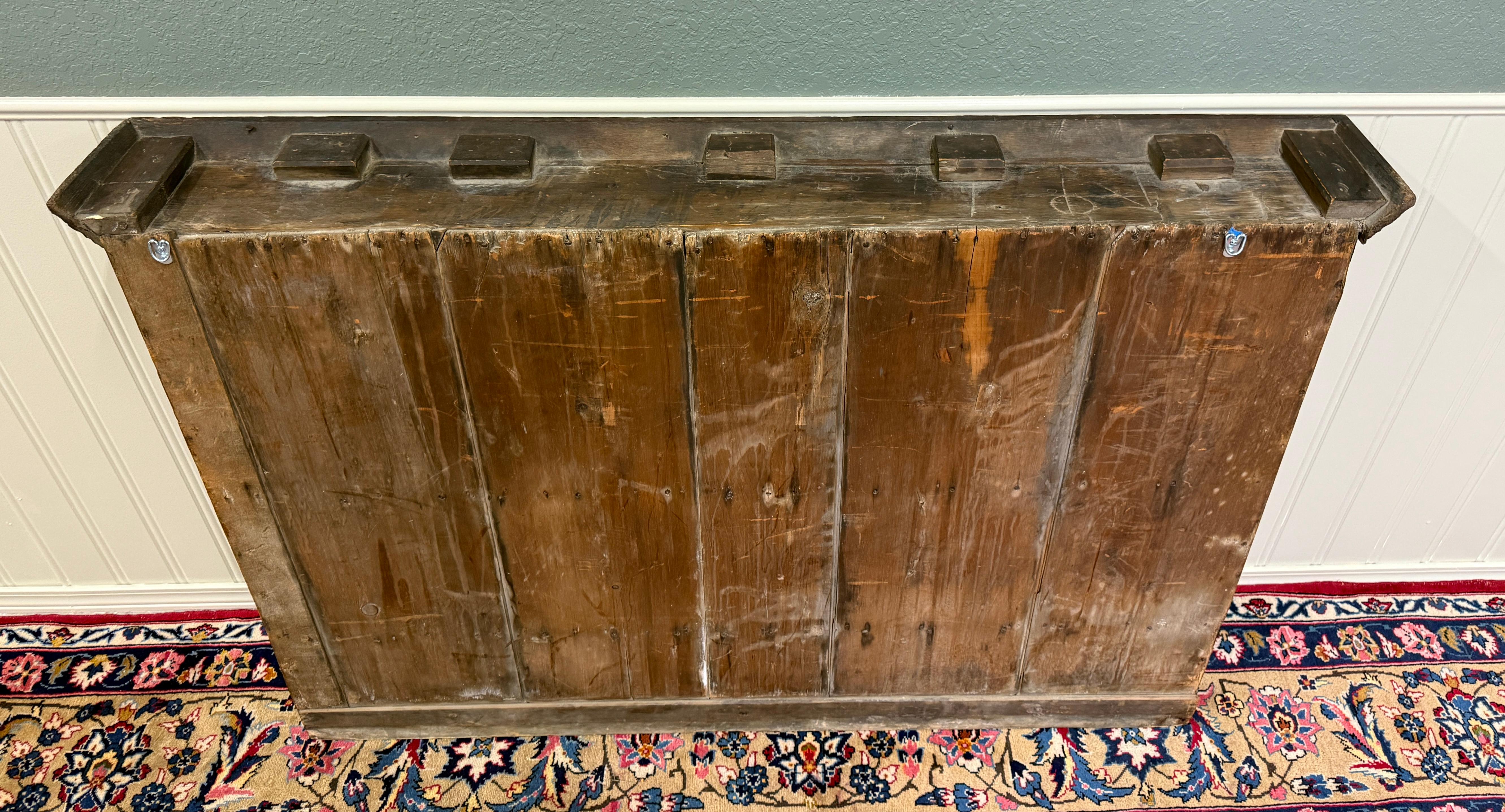 Antique English Plate Rack Wall Shelf LARGE Jacobean Carved Oak Mid 19th century 8
