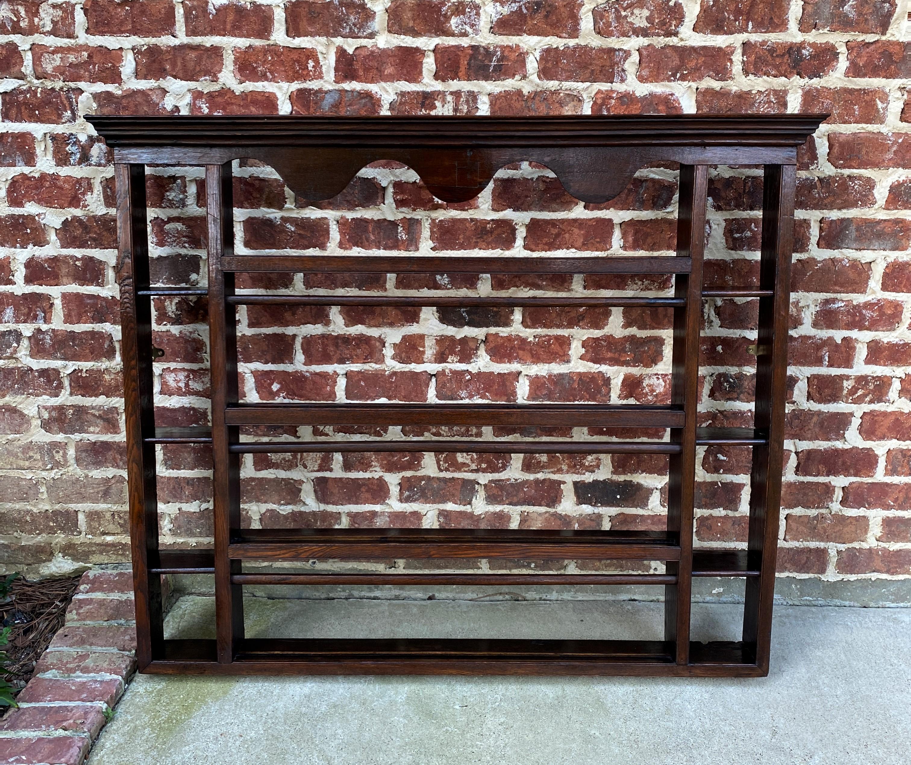 Antique English Plate Rack Wall Shelf Large Oak 19th C Dovetailed Sideboard 2