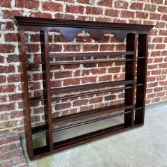Antique English Plate Rack Wall Shelf Large Oak 19th C Dovetailed Sideboard