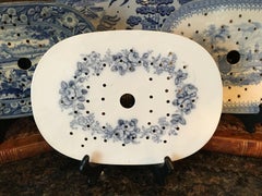 English Platter Drainer Staffordshire Blue Transferware Minton, circa 1862