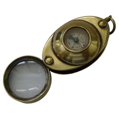Antique English Pocket Magnifying Glass / Loop with Compass, c.1910