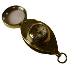 Antique English Pocket Magnifying Glass / Loop With Compass c.1910