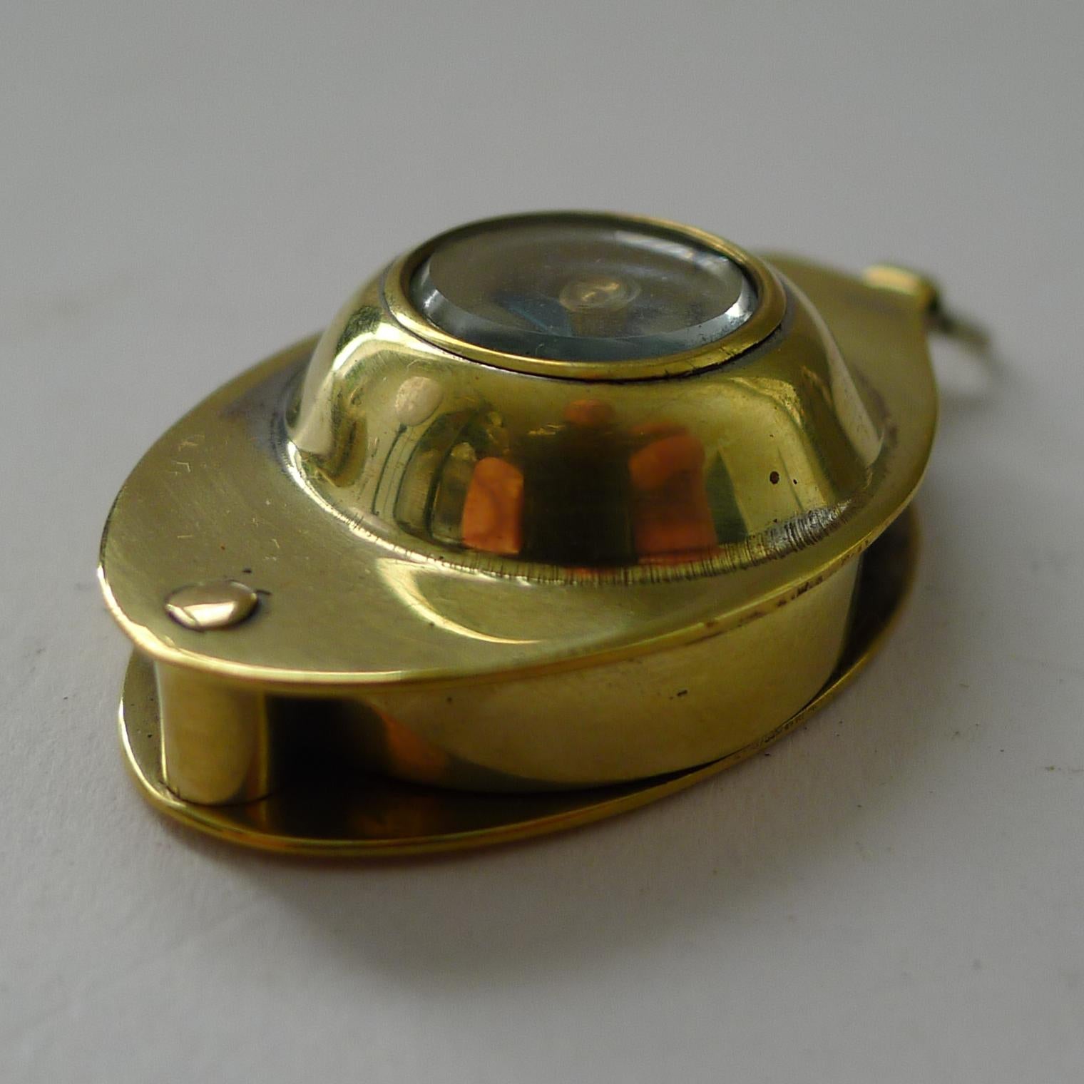 British Antique English Pocket Magnifying Glass / Loop With Compass c.1920