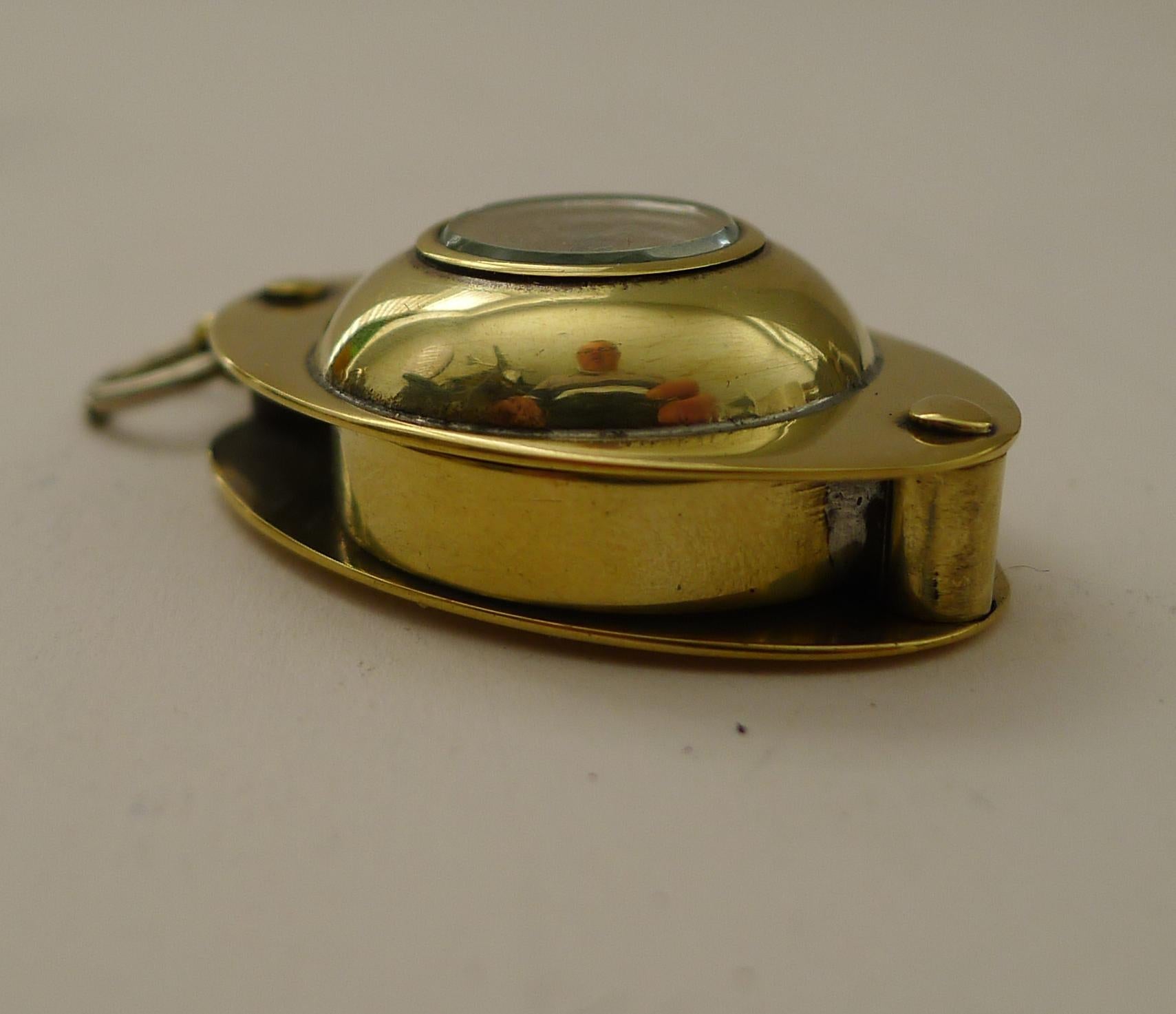 Early 20th Century Antique English Pocket Magnifying Glass / Loop With Compass c.1920 For Sale