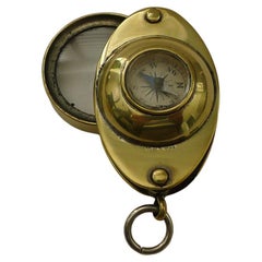Used English Pocket Magnifying Glass / Loop With Compass c.1920
