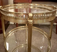 Antique English Polished Brass and Glass 3 Tier Bar Cart, Circa 1920.
