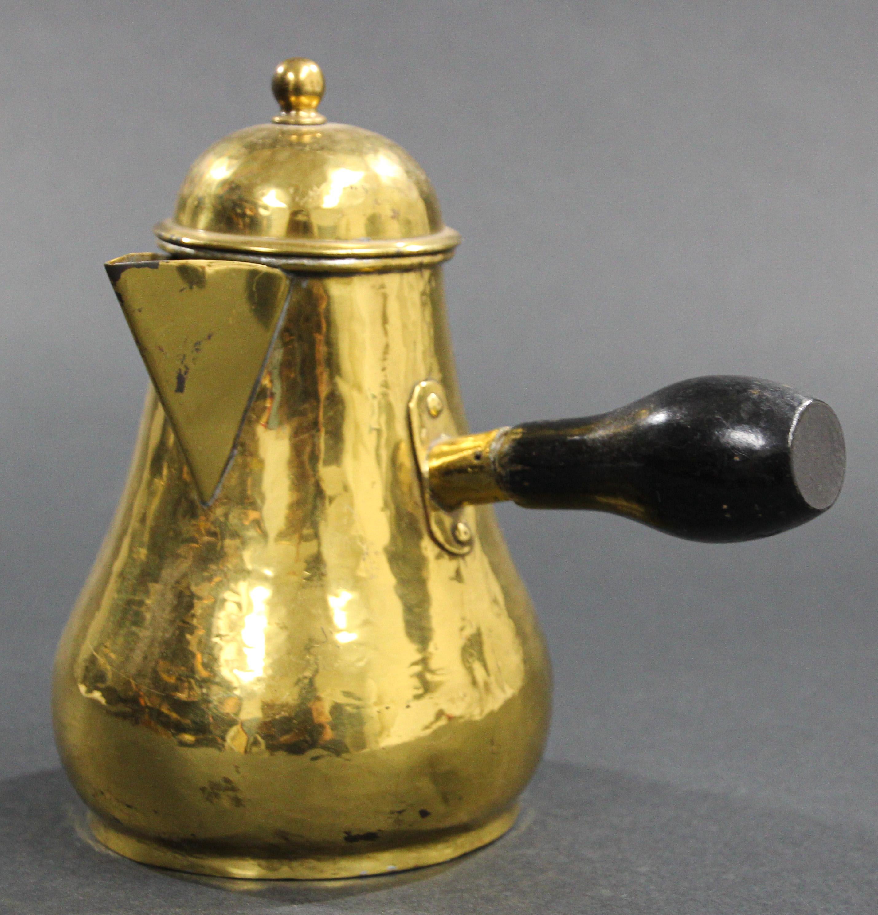 Georgian Antique English Polished Brass Chocolate or Coffee Pot