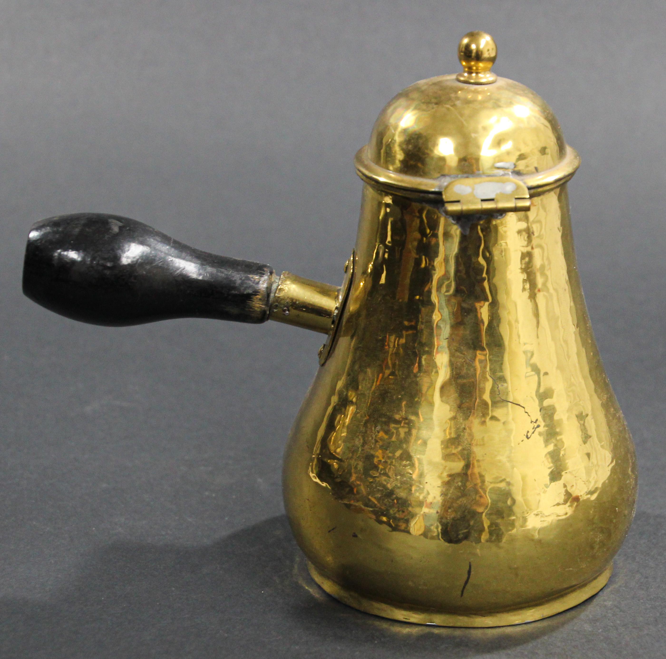 19th Century Antique English Polished Brass Chocolate or Coffee Pot