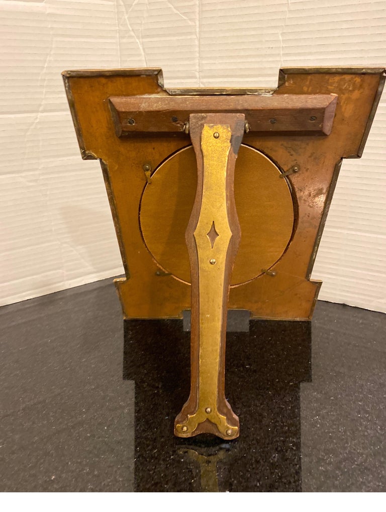 Antique English Polished Brass Clad and Wood Easel Back Picture Frame