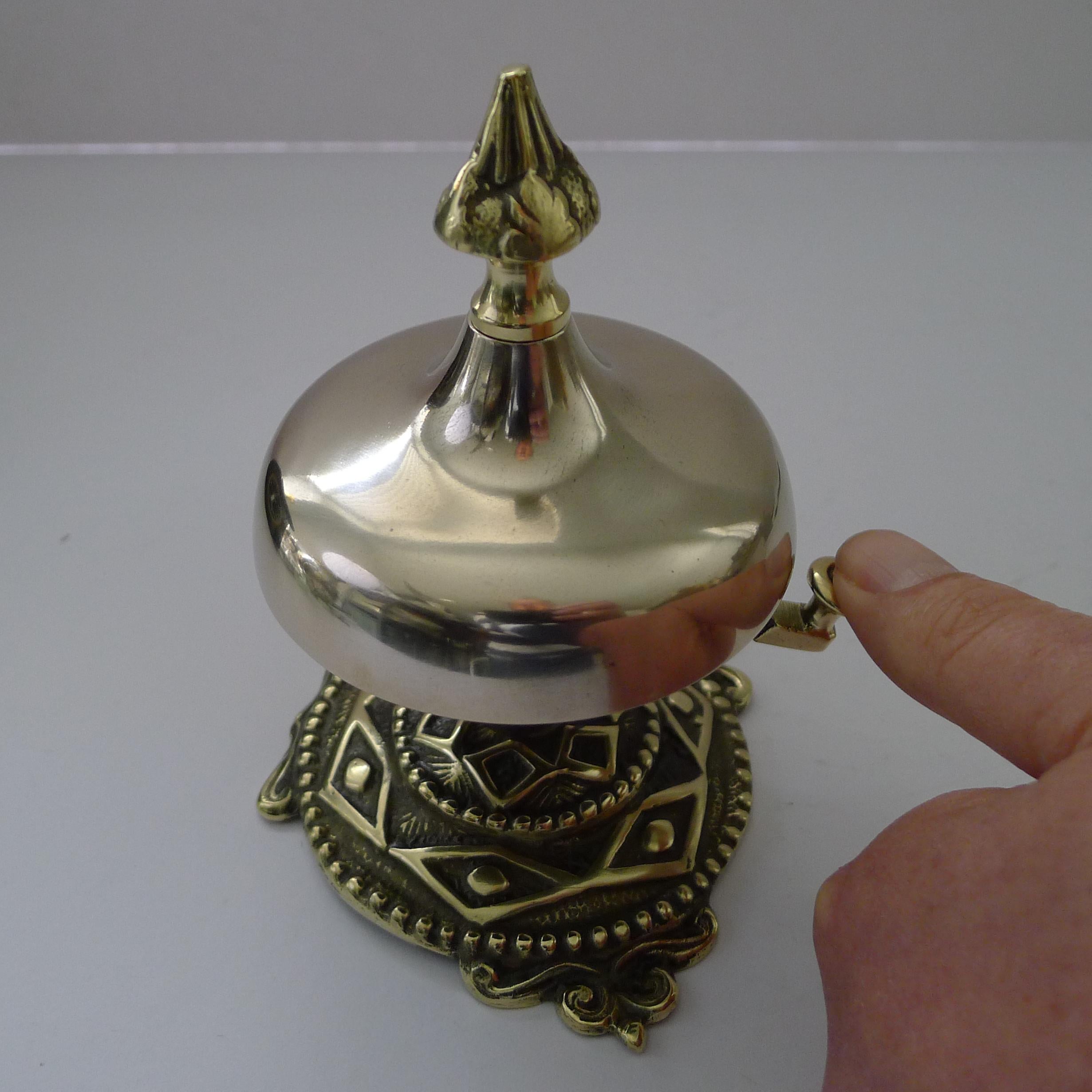 British Antique English Polished Brass Counter / Desk Bell, circa 1890