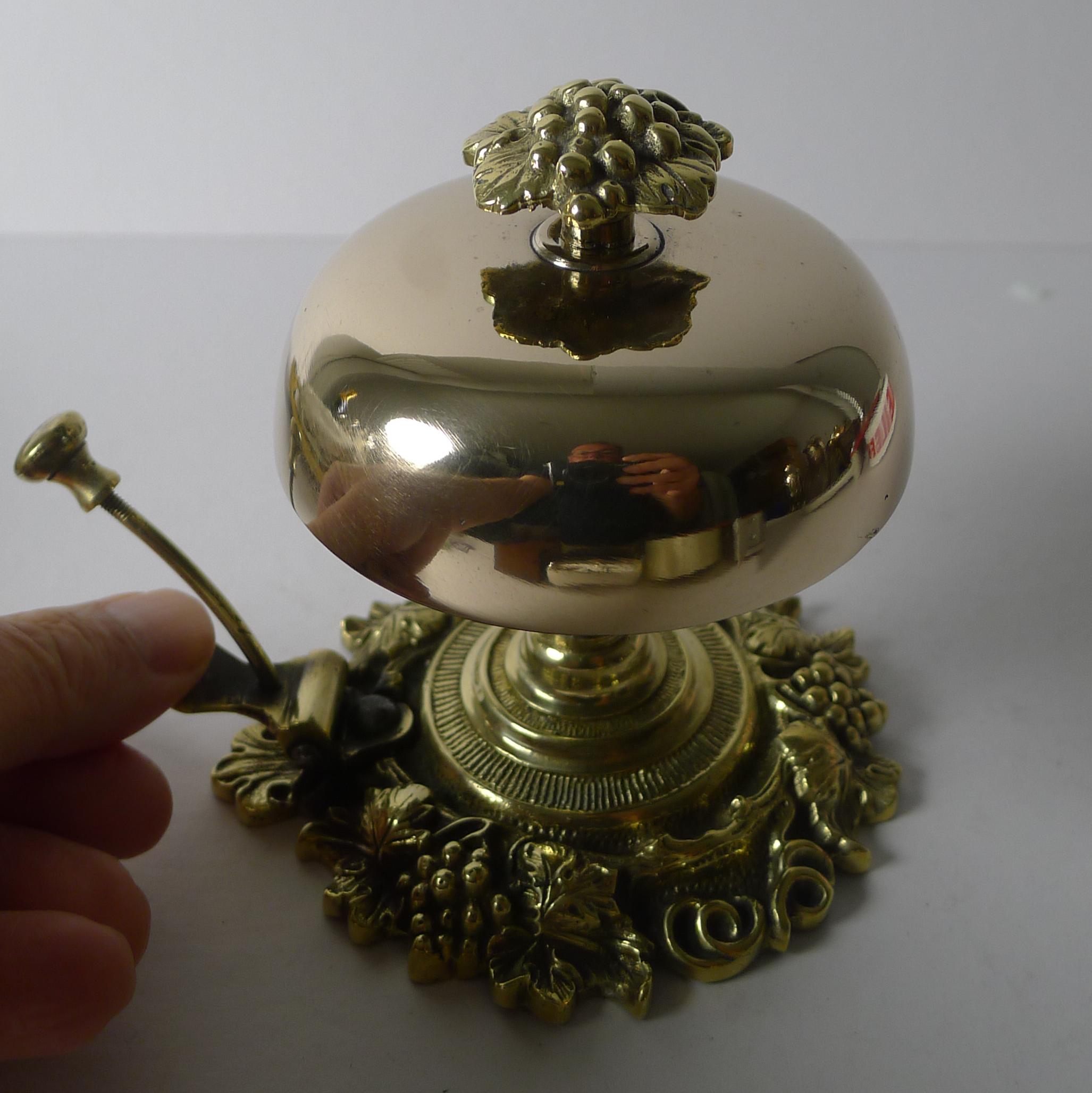 Late Victorian Antique English Polished Brass Counter / Desk Bell c.1890 For Sale