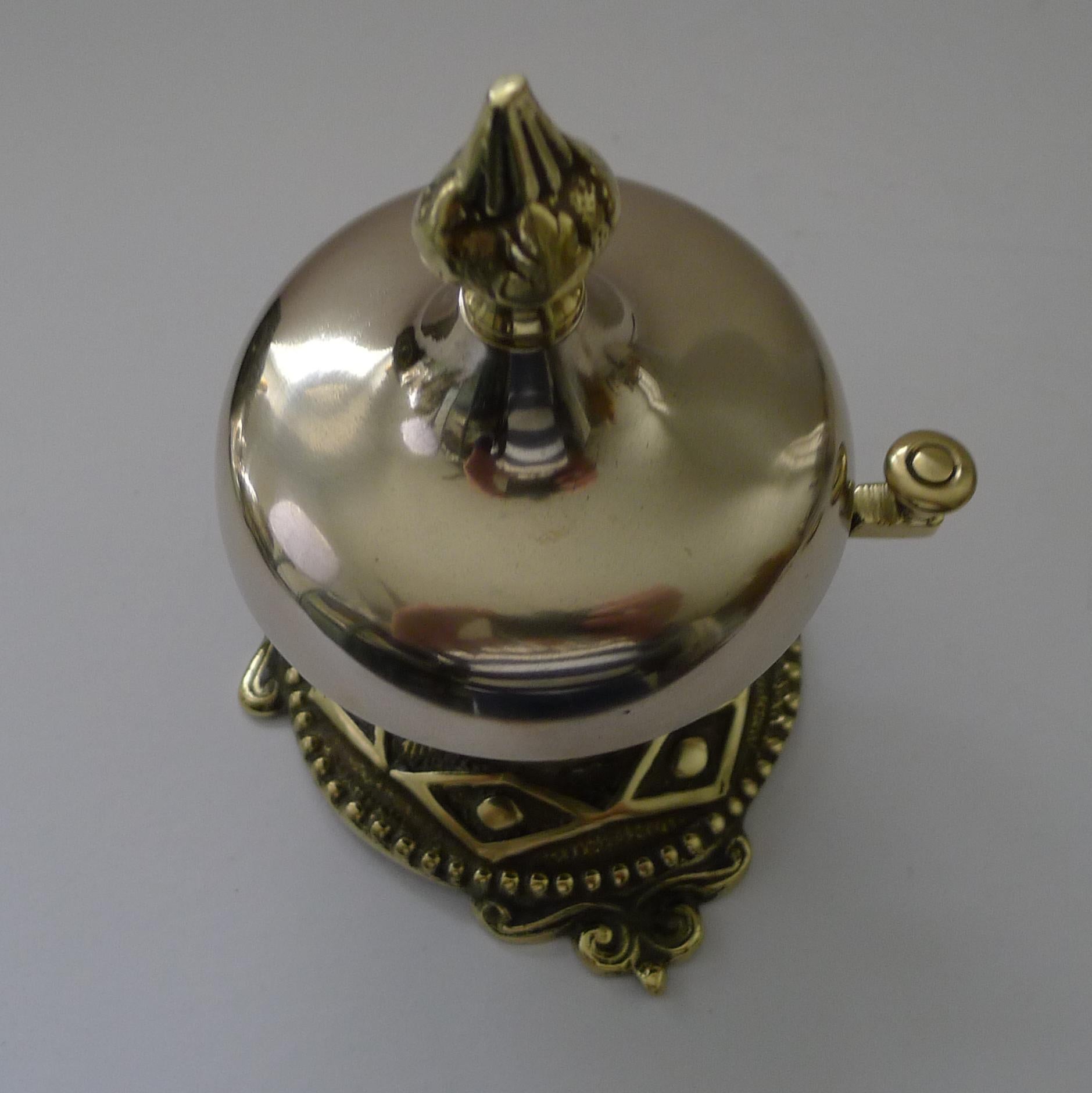 Antique English Polished Brass Counter / Desk Bell, circa 1890 1