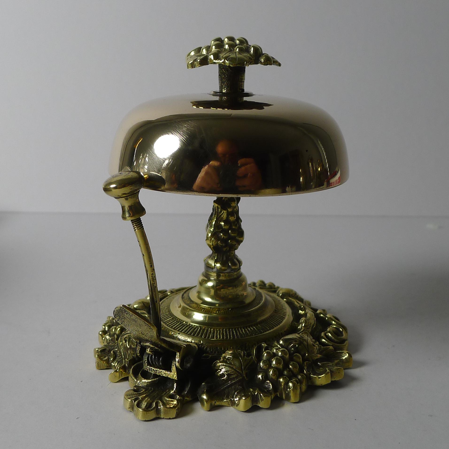 Antique English Polished Brass Counter / Desk Bell c.1890 For Sale 1