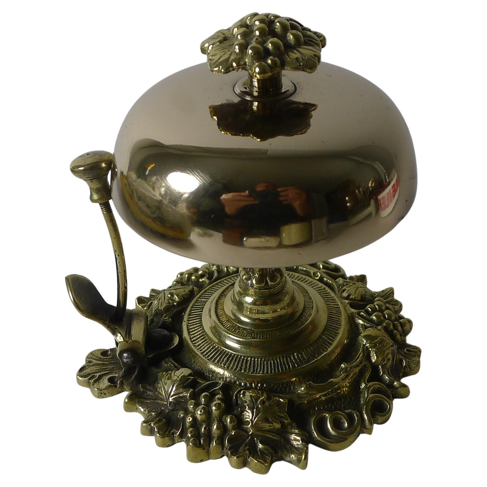 Antique English Polished Brass Counter / Desk Bell c.1890 For Sale