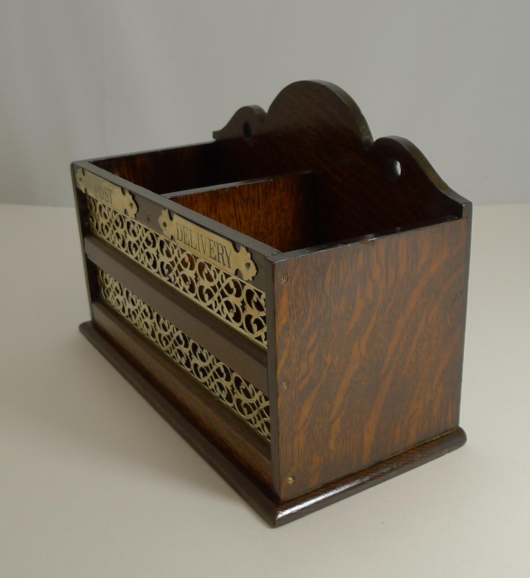 European Antique English Polished Oak & Brass 