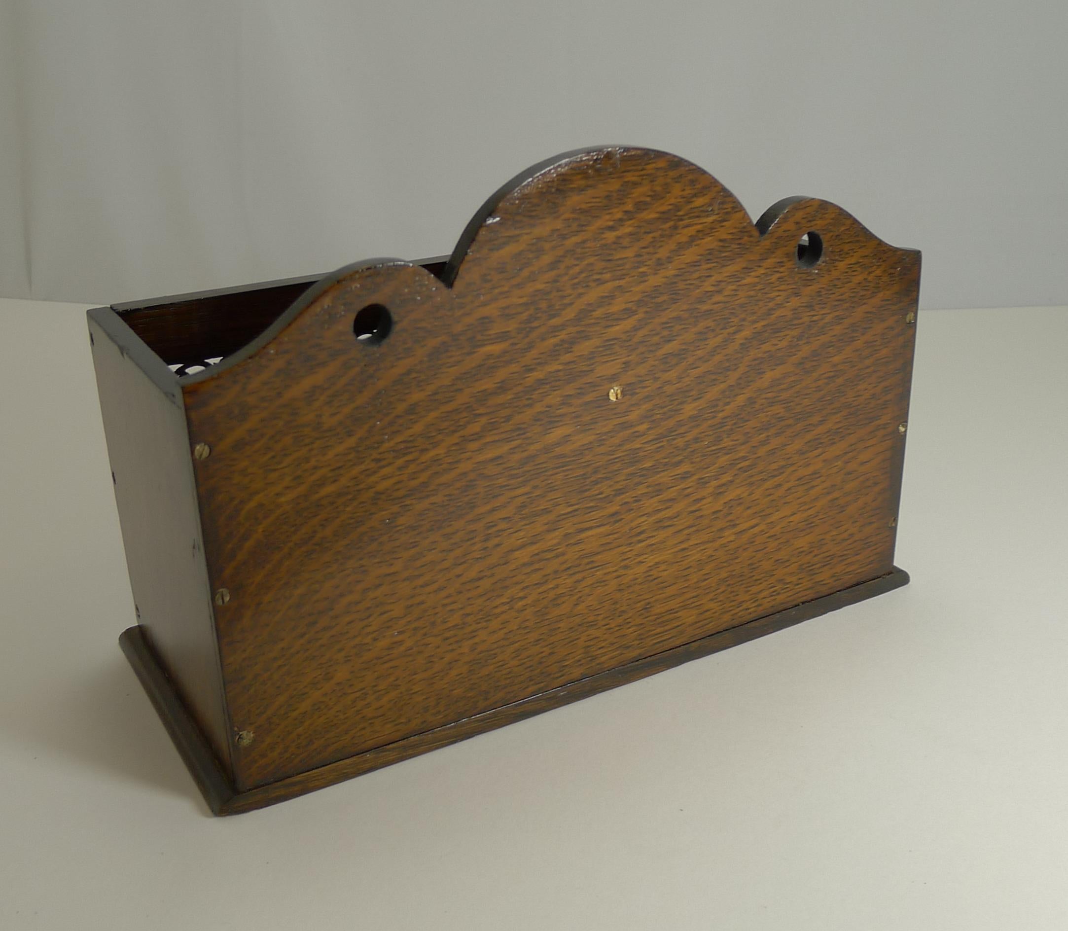 Antique English Polished Oak & Brass 
