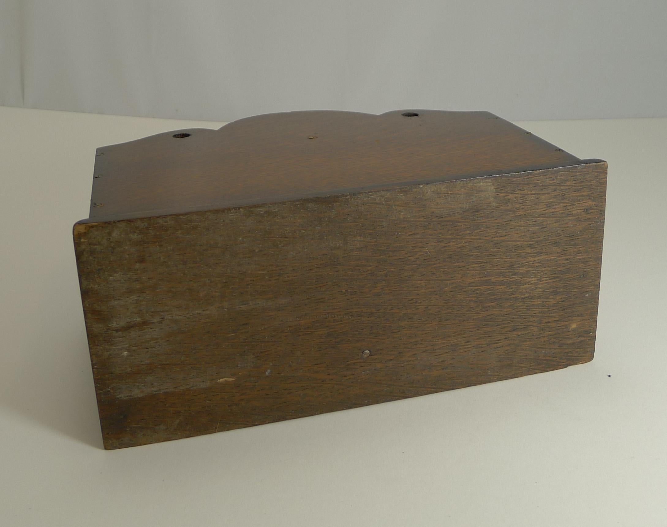 Late 19th Century Antique English Polished Oak & Brass 