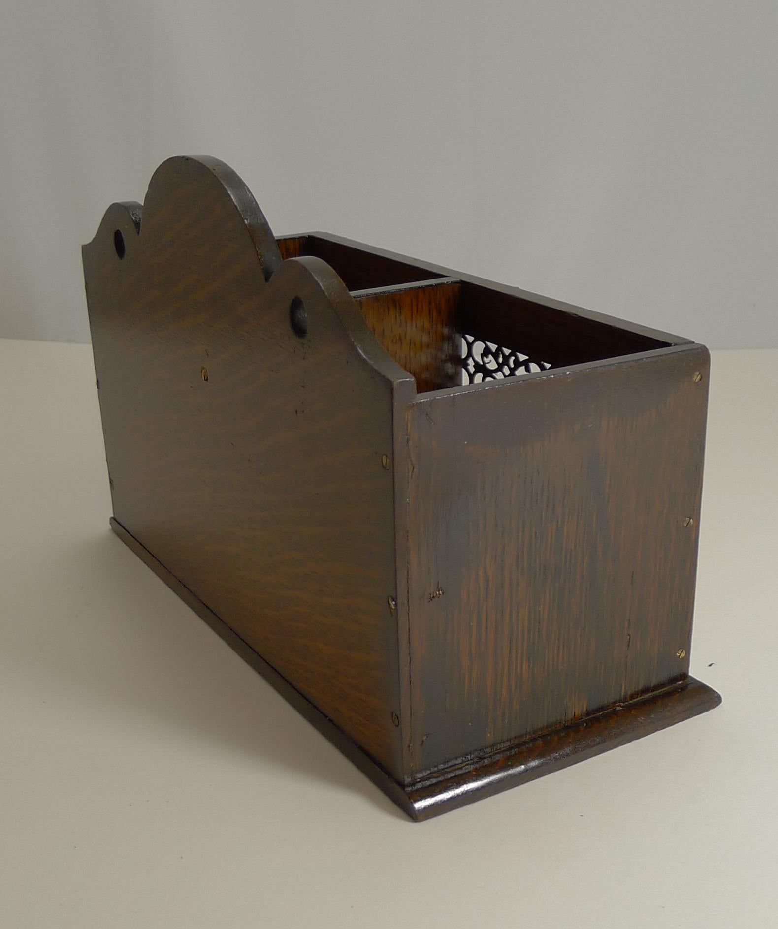 Antique English Polished Oak & Brass 