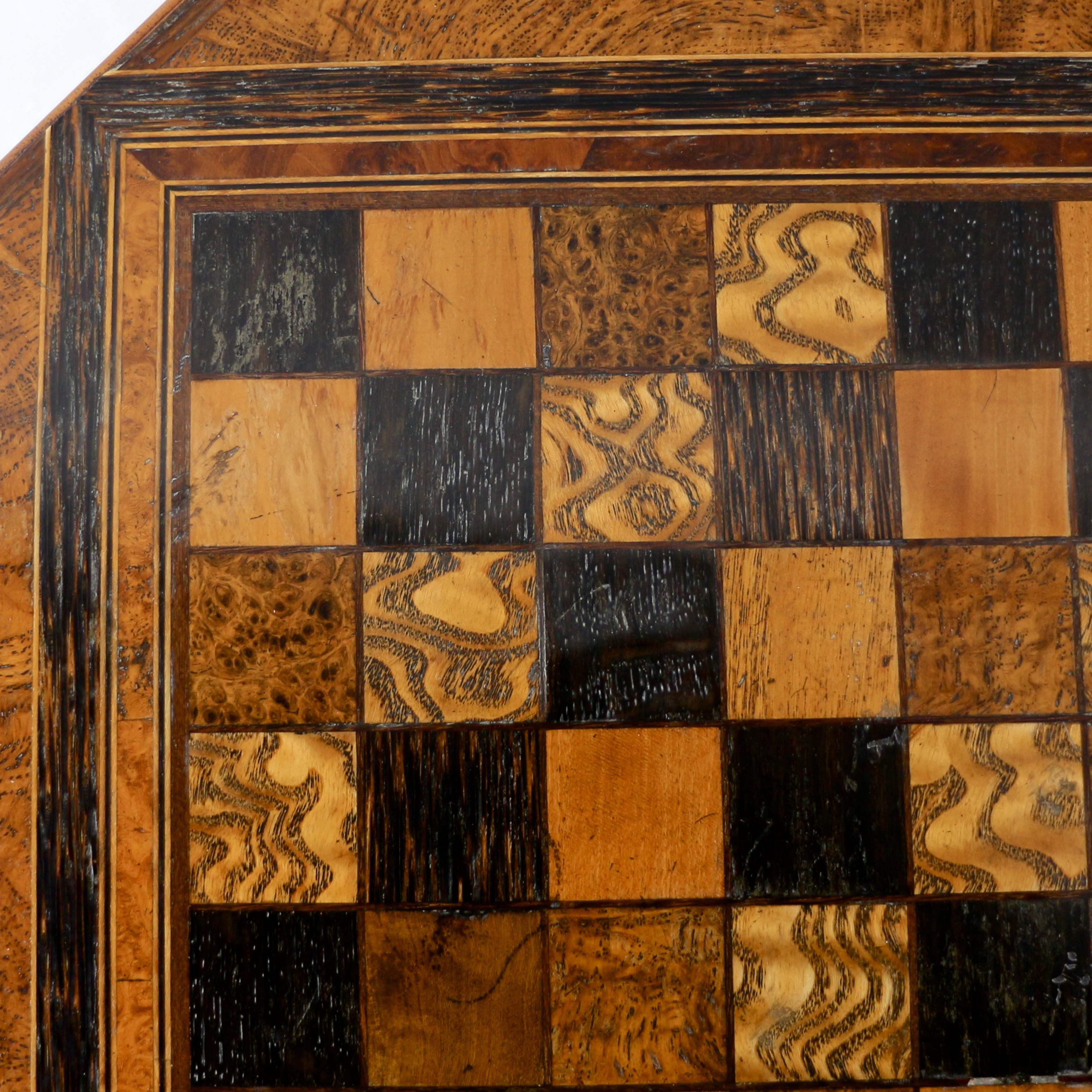 Antique English Pollard Oak Inlaid Specimen Chess Top Occasional Games Table 2