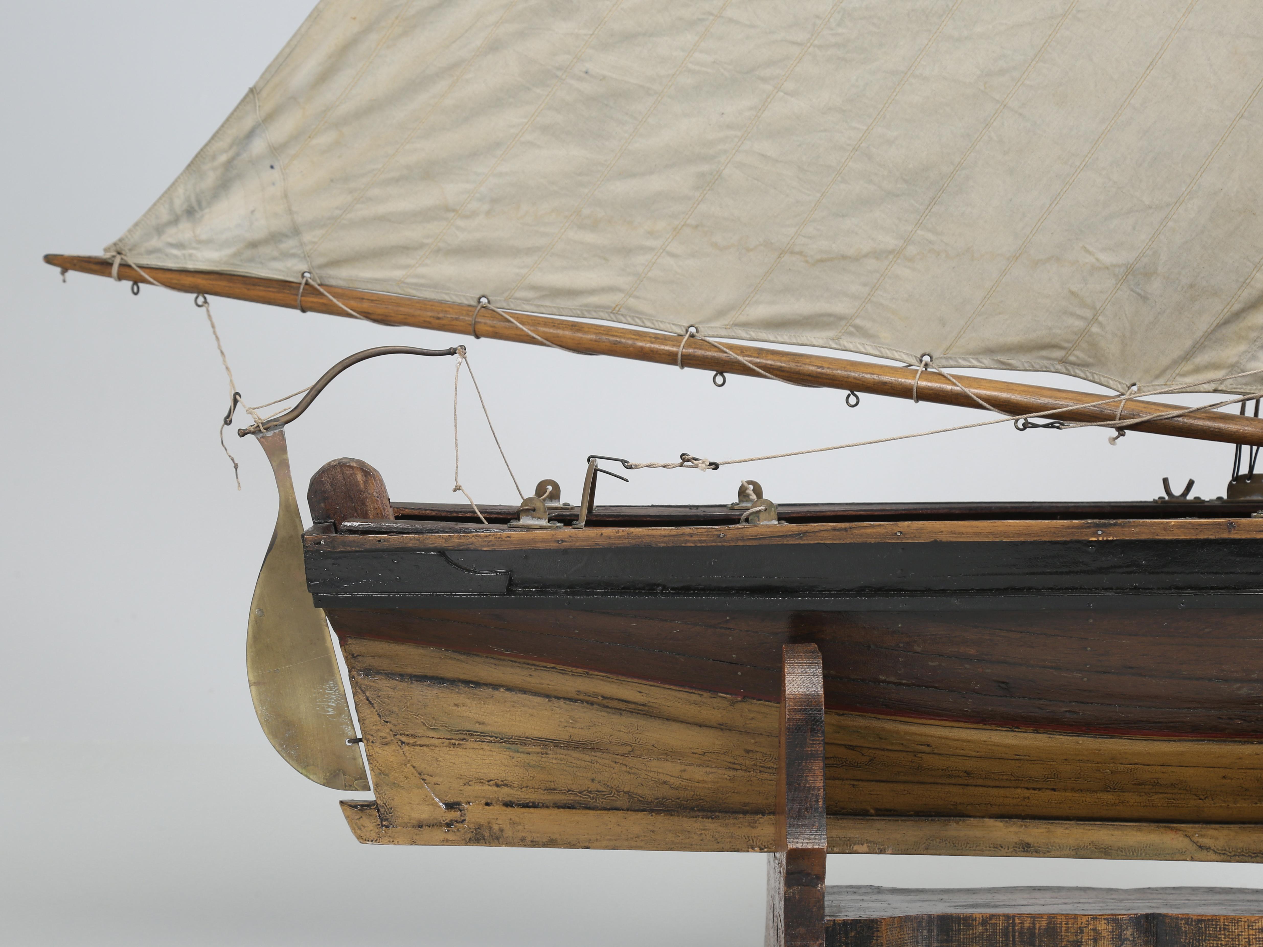 Antique English Pond Yacht from Leek, England on Original Stand c1900 For Sale 6