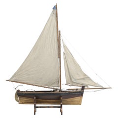 Vintage English Pond Yacht from Leek, England on Original Stand c1900