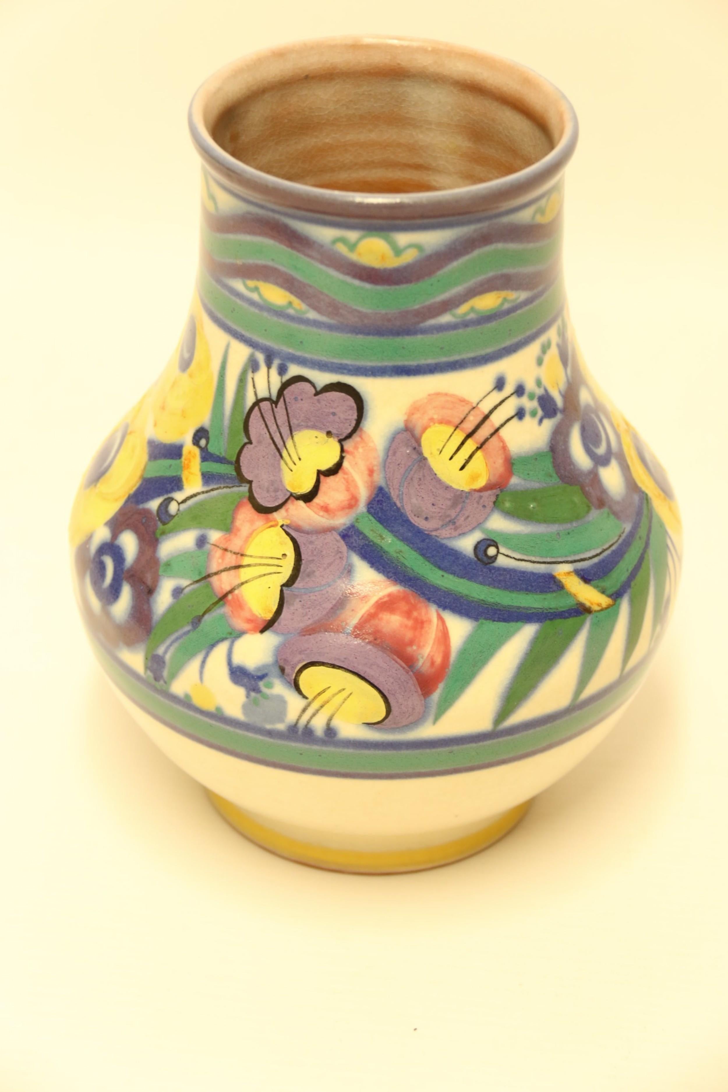 Early 20th Century Antique English Poole Pottery Vase Carter Stabler and Adams, 1925 For Sale