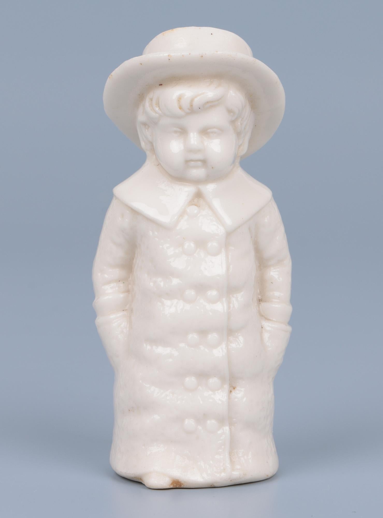 Antique English Porcelain Boy in Hat Pepper or Pounce Pot For Sale 3