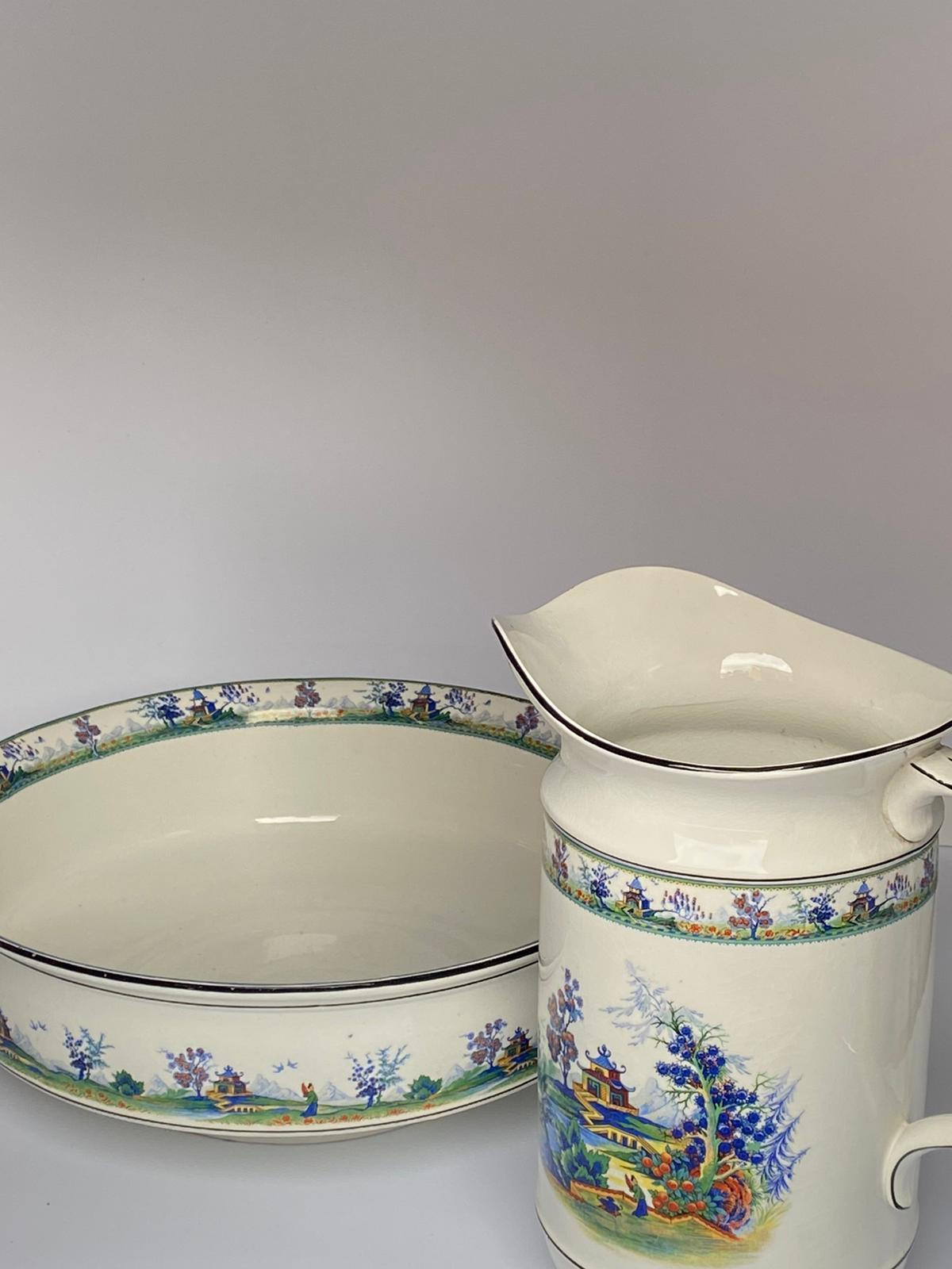 20th Century Antique English Porcelain Jug & Bowl For Sale