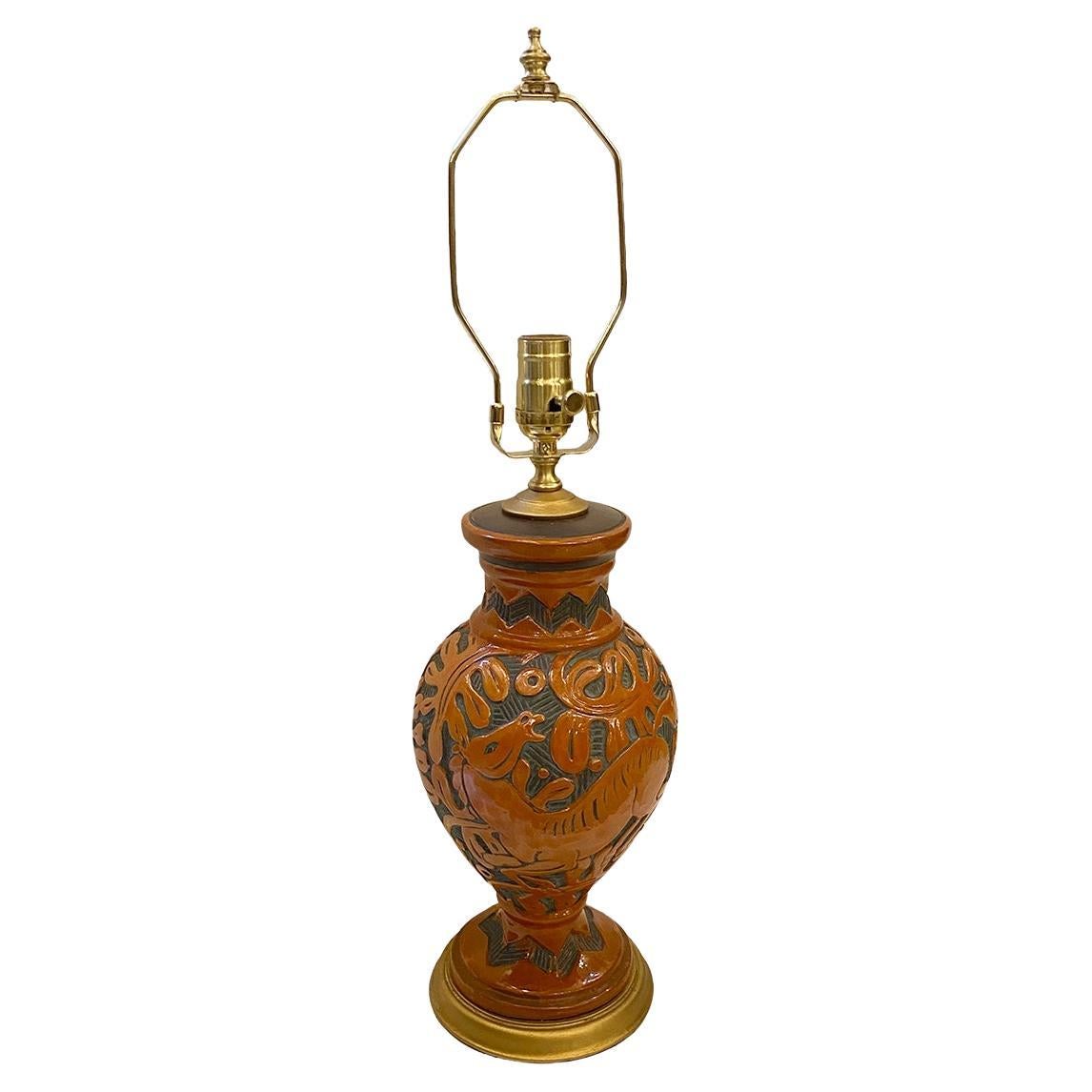 Lampe anglaise ancienne en porcelaine