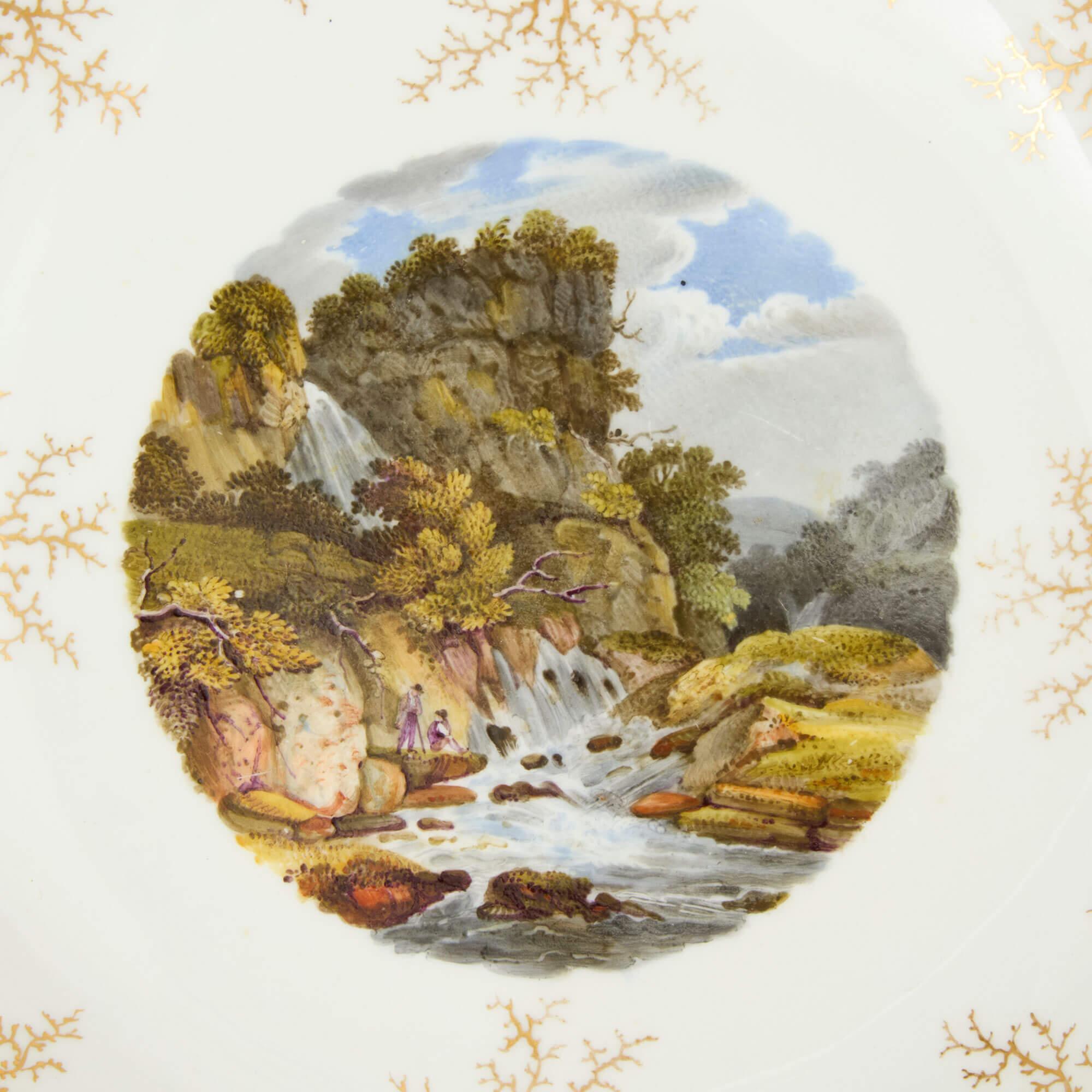 19th Century Antique English Porcelain Painted Gilt Comport Dish Flight, Barr and Barr For Sale