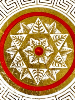 Antique English Porcelain Plate Hand-Painted with Greek Key Design Circa 1810